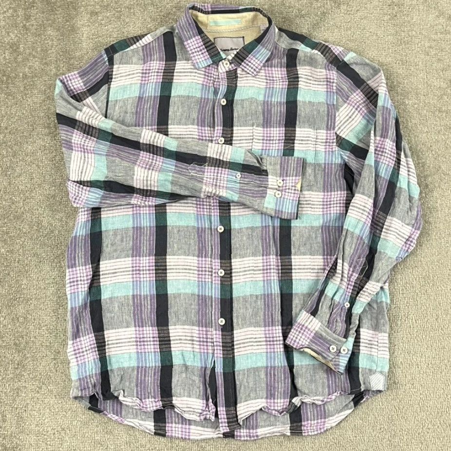 Tommy Bahama Tommy Bahama Shirt Mens Large Island Modern Linen MultiColor Plaid Button Down Size US L / EU 52-54 / 3 - 2 Thumbnail
