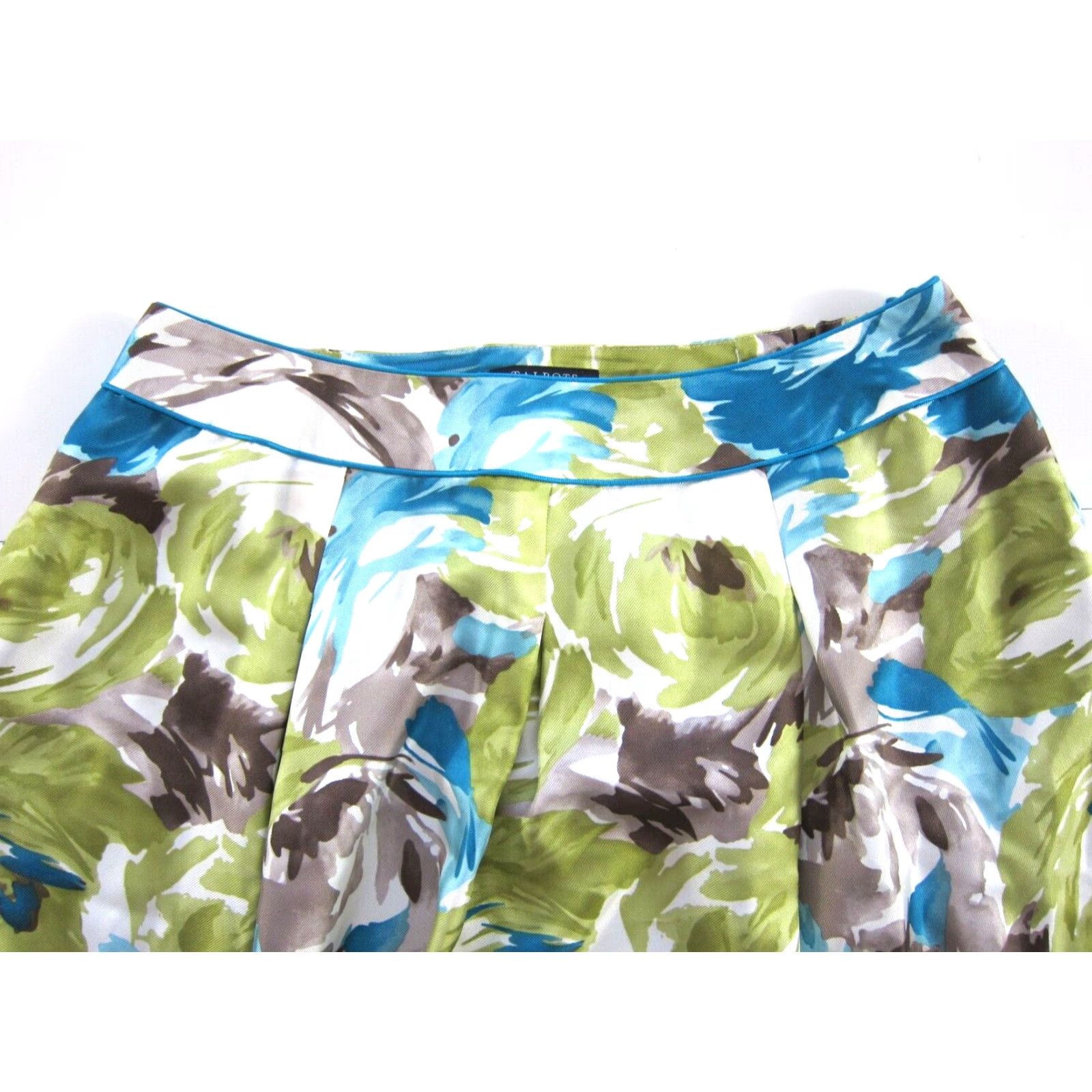 Talbots Talbots Skirt 16 Women Silk Floral Pleat A-Line Knee Length Green 100% Dressy Work Formal Women Size 38" / US 16 / IT 52 - 4 Thumbnail