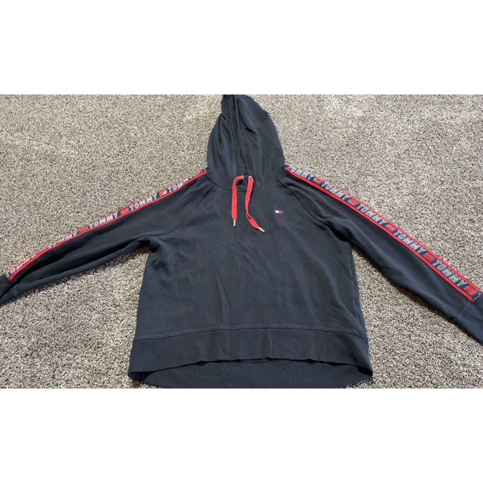 Tommy Hilfiger Tommy Hilfiger Womens Hoodie Crop Pullover Sport Size XL Black Red Size XL / US 12-14 / IT 48-50 - 2 Thumbnail