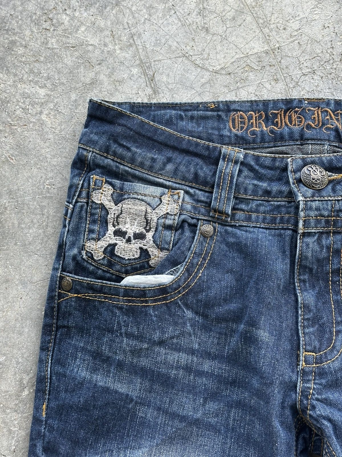 Le Grande Bleu (L.G.B.) Original Jeans Skull Flare Distressed Denim Size US 32 / EU 48 - 5 Thumbnail