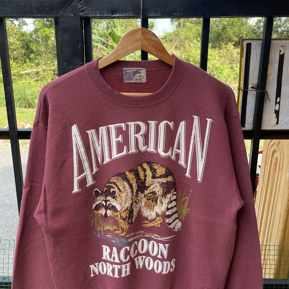 Vintage 🔥Vintage Racoon America North Wood Big Image Sweatshirts Size US M / EU 48-50 / 2 - 4 Thumbnail