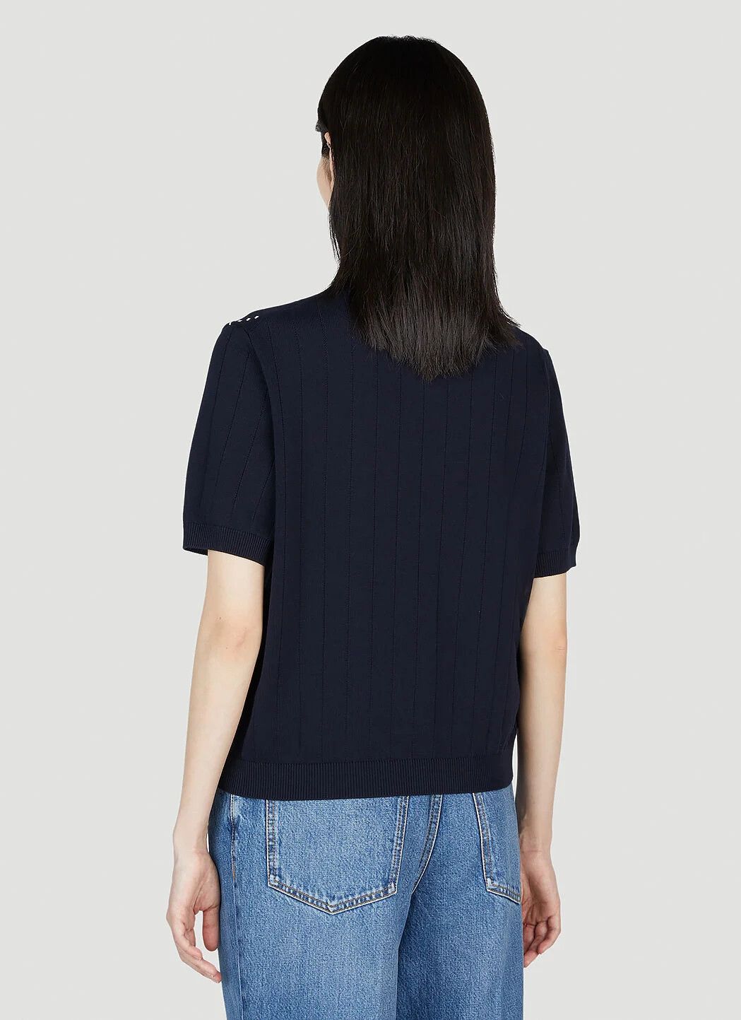 Gucci o1la5ras0526 Cotton Cardigan With GG Intarsia in Blue Size XS / US 0-2 / IT 36-38 - 4 Thumbnail
