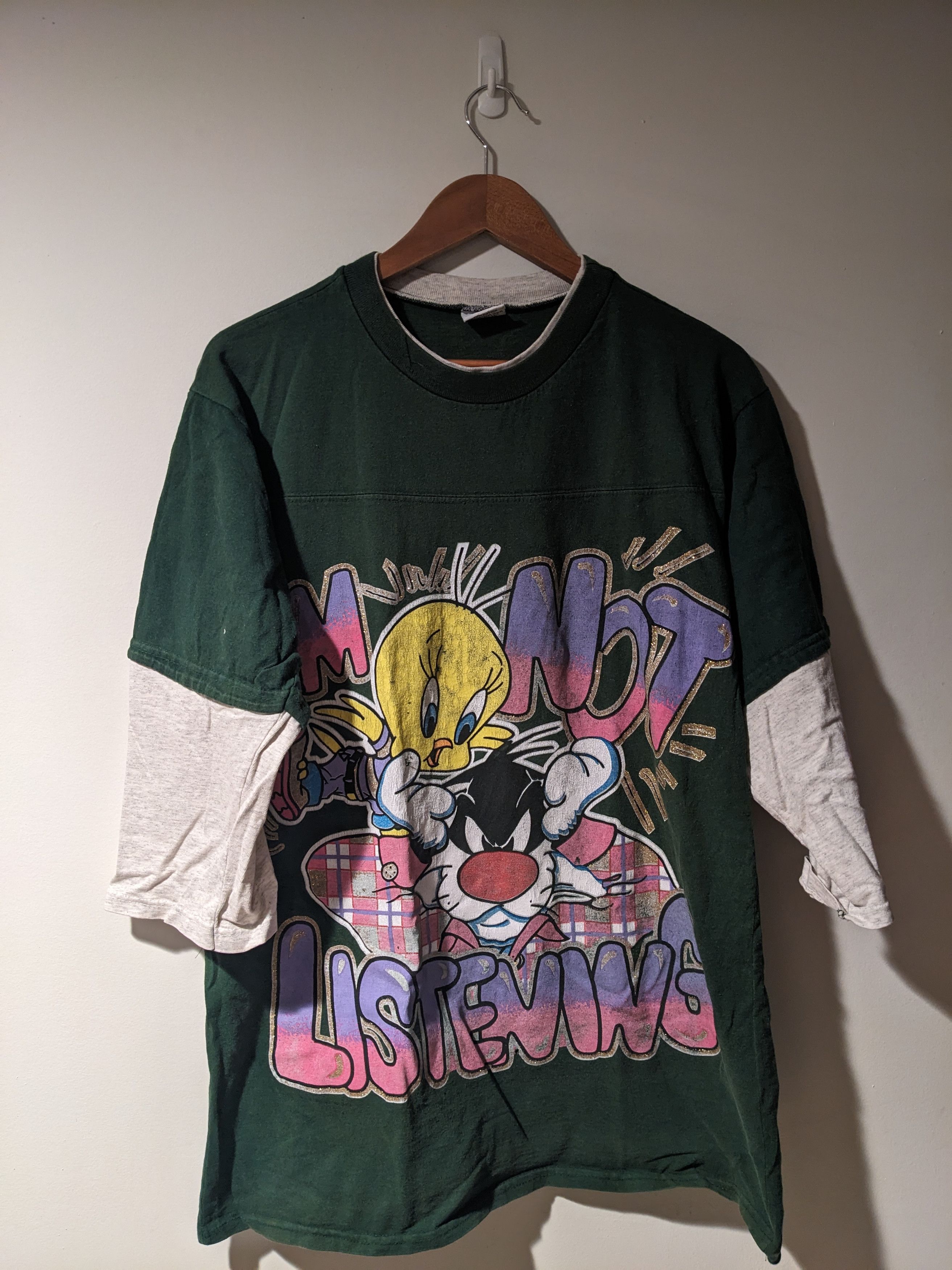 Cartoon Network × Vintage Vintage 90s Looney Tunes Sylvestre Tweety 3/4 Long-Sleeve Size US L / EU 52-54 / 3 - 1 Thumbnail