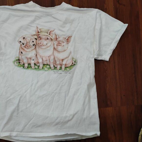 Delta Vintage Pigs Cottage Core Granny T-Shirt Super Cute Size US L / EU 52-54 / 3 - 3 Thumbnail