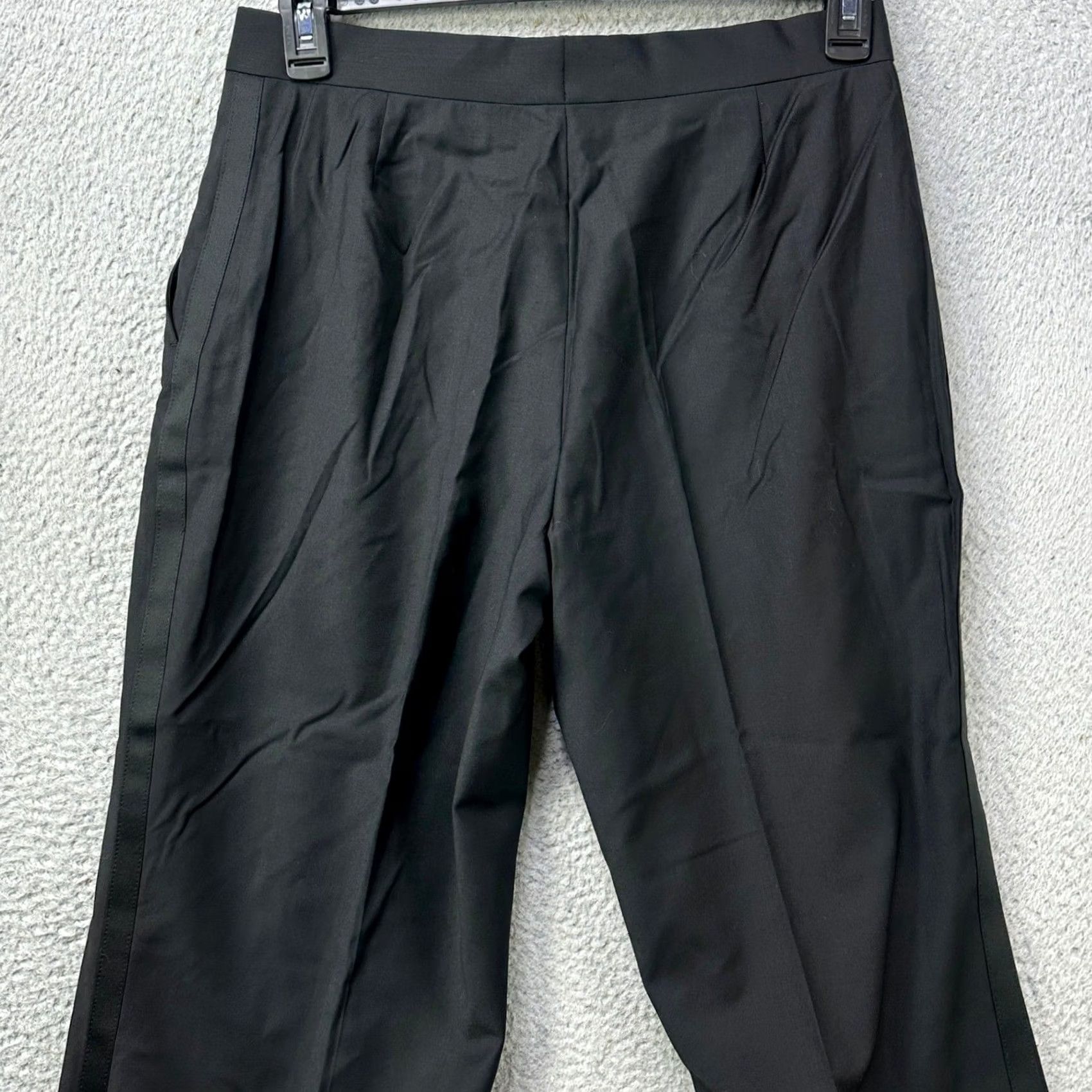 Brooks Brothers VINTAGE Brooks Brothers Womens 10 Tuxedo Pants Dress Black Wool Wide Leg Trousers EUC Size 32" / US 10 / IT 46 - 3 Thumbnail