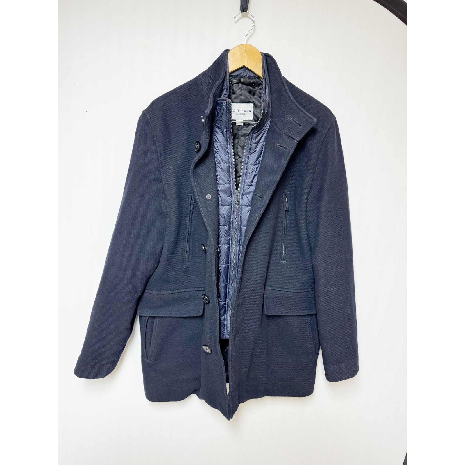 Cole Haan Cole Haan Walking Coat Wool Removable Bib Quilted Navy Blue Size US M / EU 48-50 / 2 - 6 Thumbnail