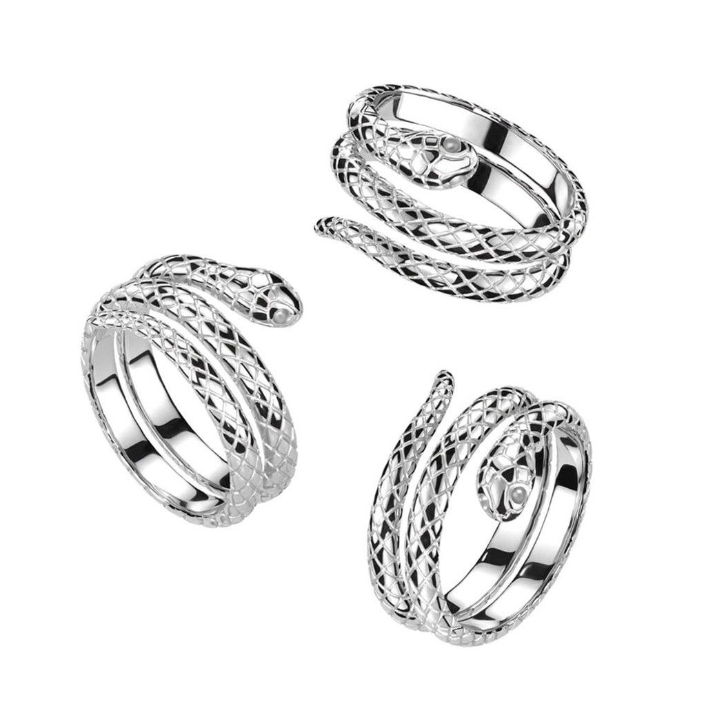 Spikes and sparrow 316L Stainless Steel Wrap Around Snake Ring 9 Size ONE SIZE - 1 Thumbnail