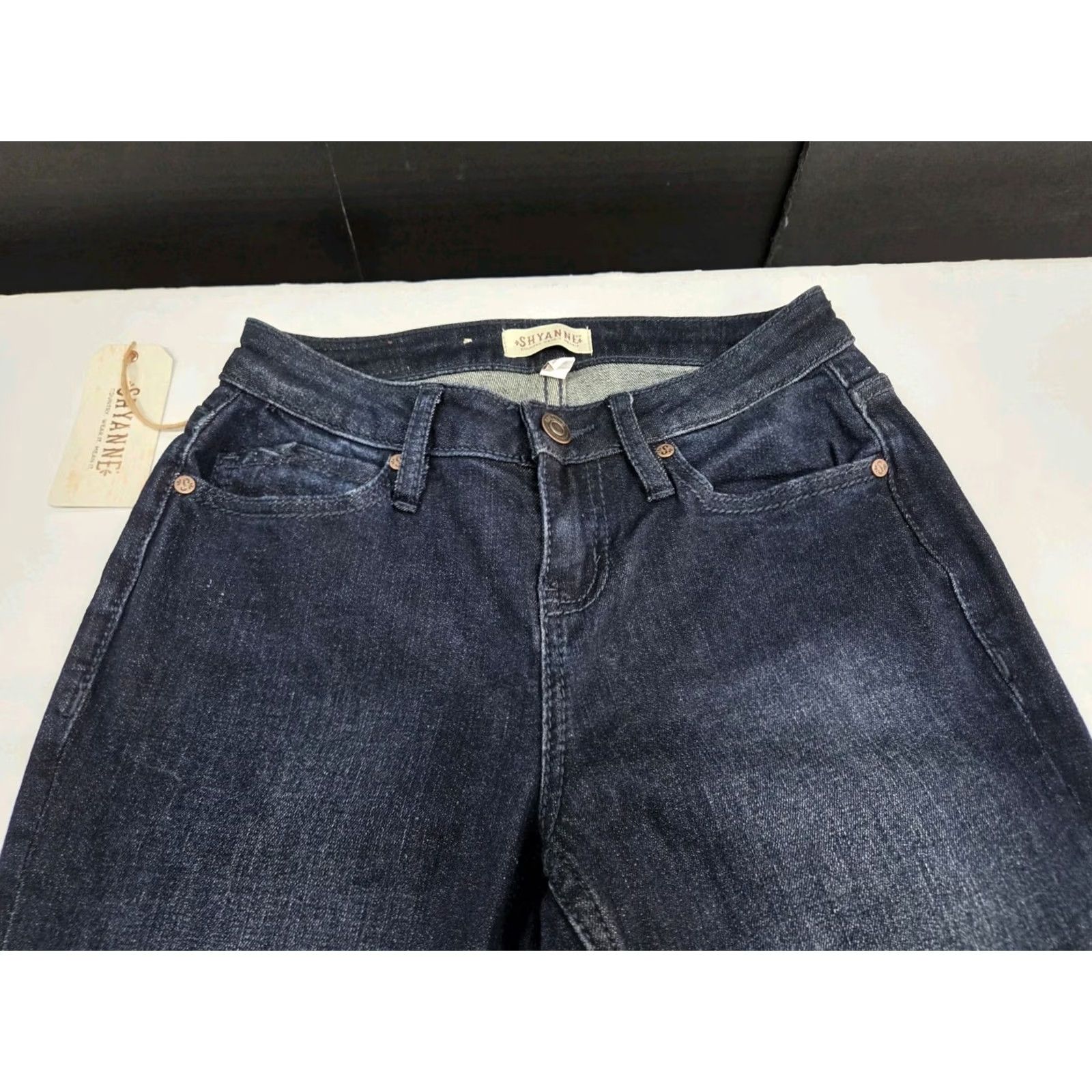 Vintage NWT Shyanne Womens Country Wear Flare Embroidered Blue Jeans 26/34 Jeans Women Cowgirl Flared 5-Pocket Cotton Spandex Blue NWT Size 26" / US 2 / IT 38 - 3 Thumbnail