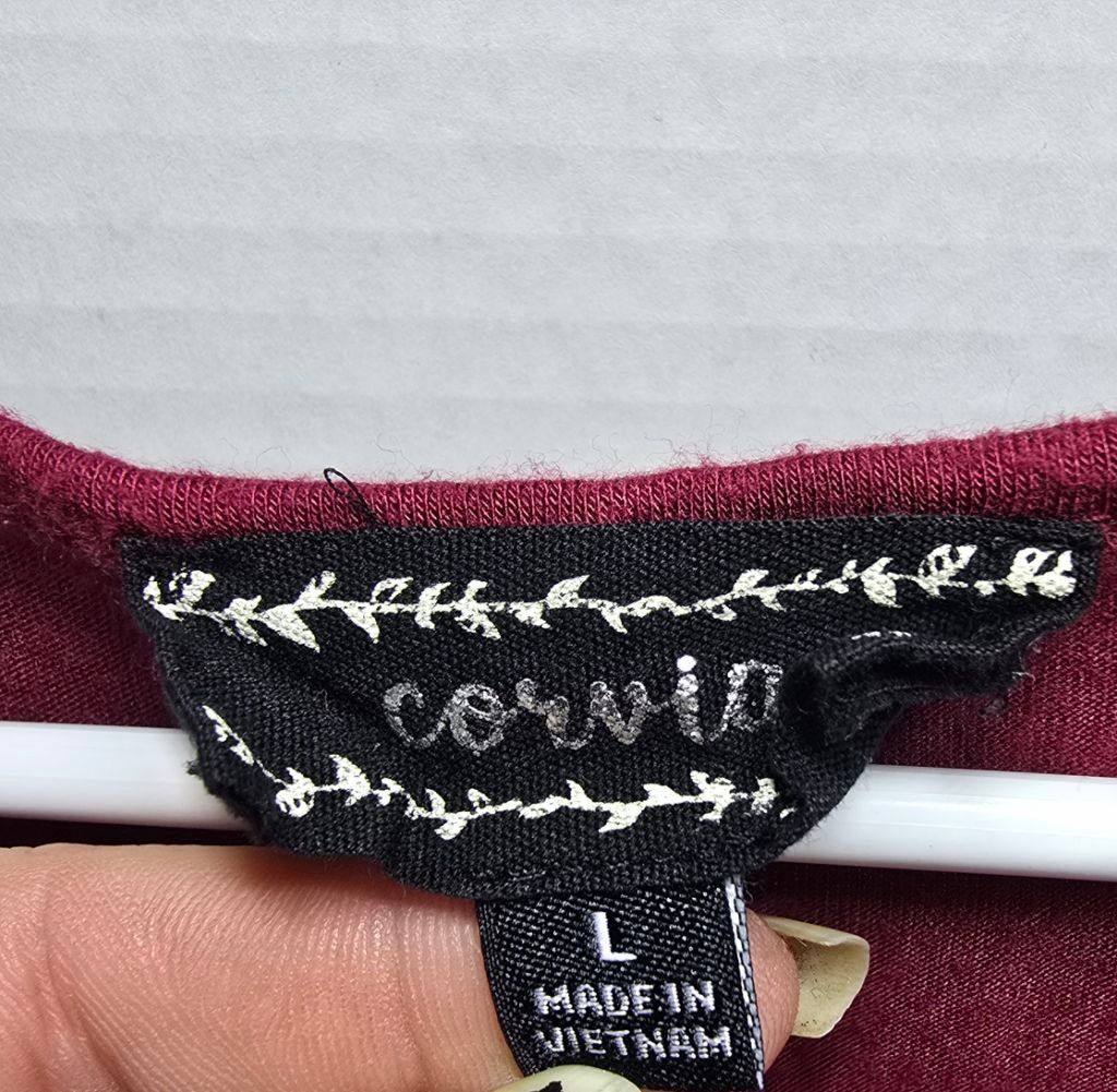The Unbranded Brand Women's Corvio Maroon Long Tee with Ruffle Cuffs, Size L Size L / US 10 / IT 46 - 5 Thumbnail