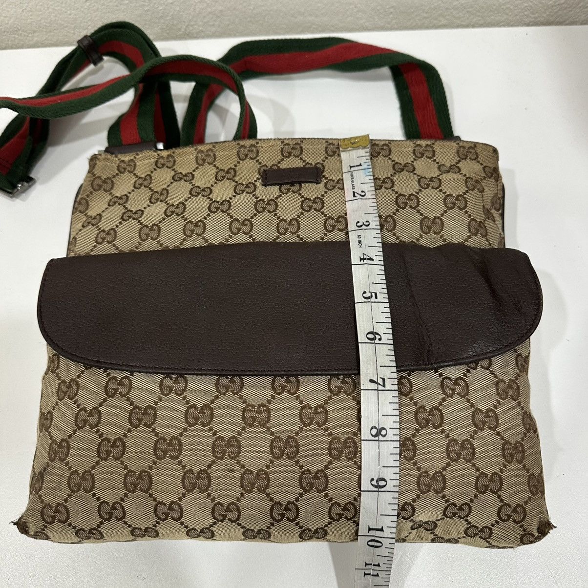 Gucci ‼️LD‼️GUCCI GG CANVAS WEB MESENGGER BAG LEATHER FLAP POCKET 3 Size ONE SIZE - 12 Thumbnail