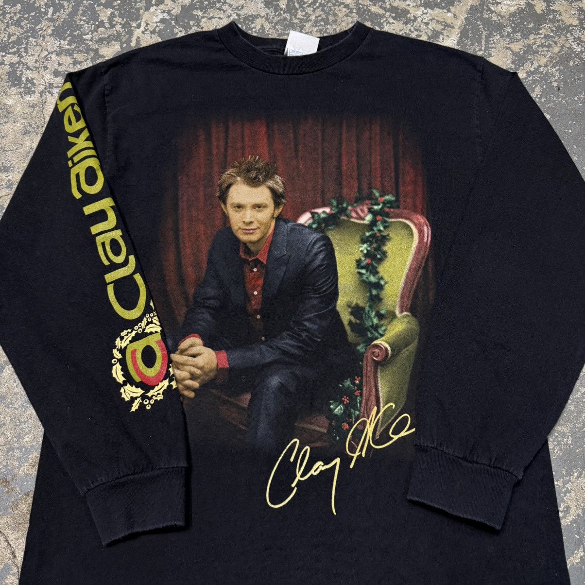 Band Tees Vintage Clay Aiken Christmas Tour Black Long Sleeve Tshirt Size US M / EU 48-50 / 2 - 10 Thumbnail