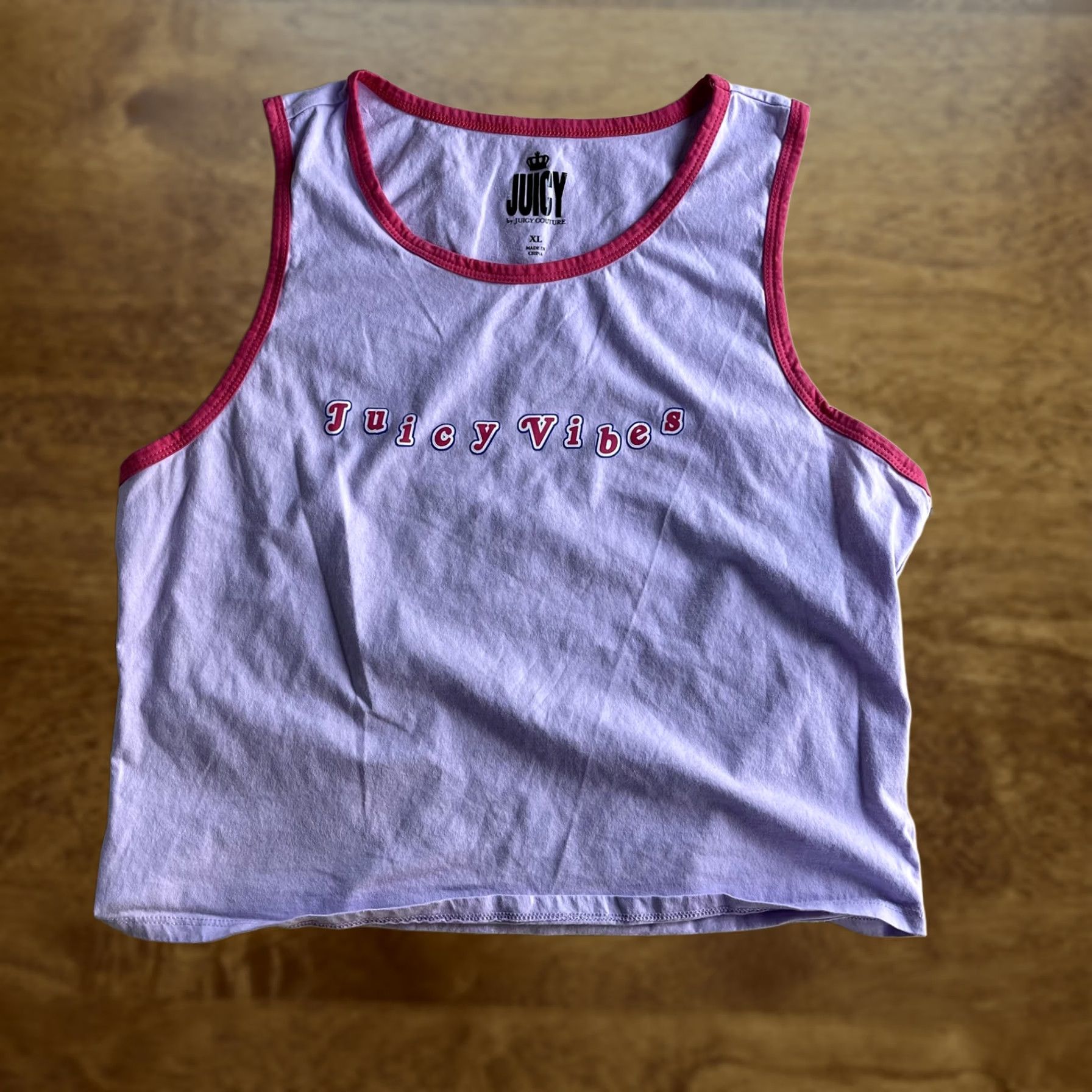 Juicy Couture Juicy Couture Tank Top Womens XL Purple Juicy Vibes Cropped Scoop Neck Graphic Vegs? Size XL / US 12-14 / IT 48-50 - 1 Thumbnail