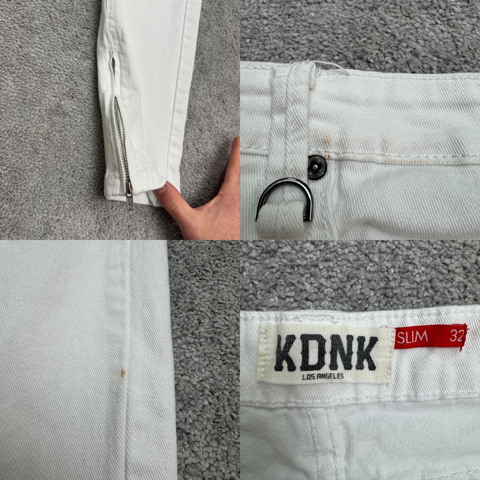 Denime KDNK Jeans Men 32 White Distressed Slim Fit Skinny Denim Cotton Ankle Zip Casual Size US 32 / EU 48 - 8 Thumbnail