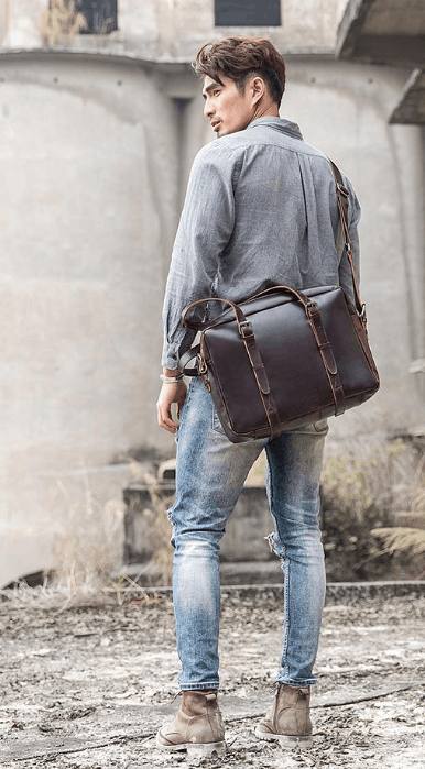 Handmade × Leather Heritage Leather Handmade Mens Messenger Shoulder Bag Laptop Size ONE SIZE - 2 Thumbnail