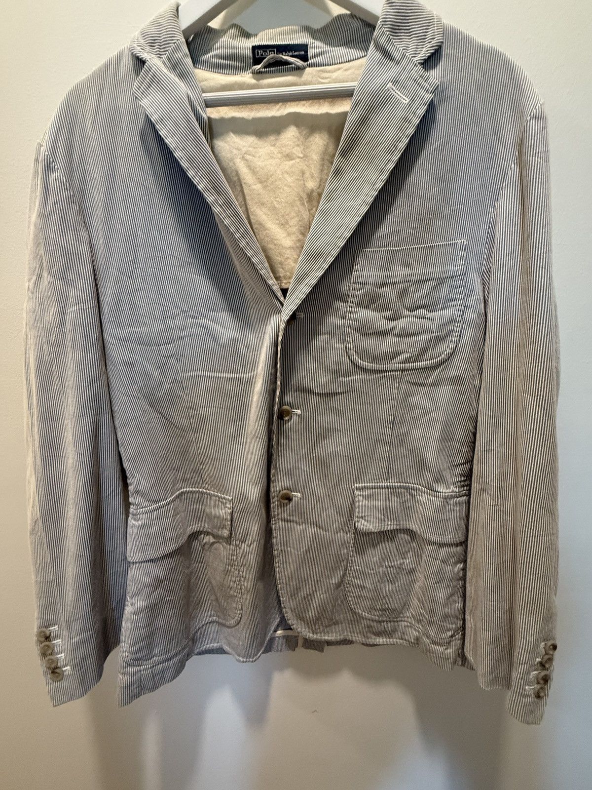Polo Ralph Lauren RALPH LAUREN HICKORY STRIPE BLAZER Size 44S - 5 Thumbnail