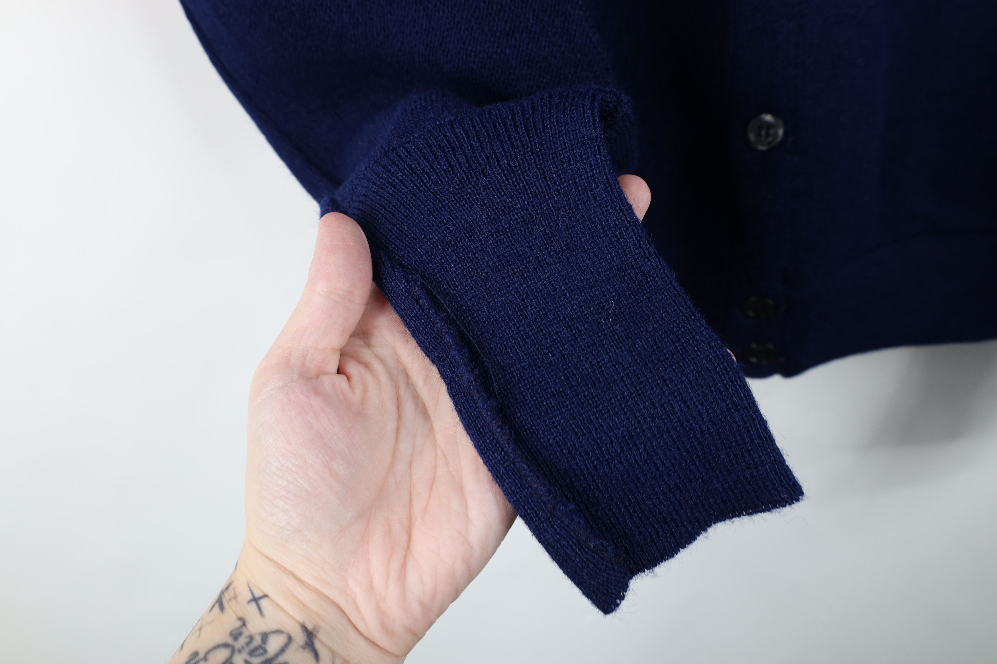 Vintage Vintage 70s Streetwear Blank Knit Cardigan Sweater Blue USA Size US M / EU 48-50 / 2 - 6 Thumbnail