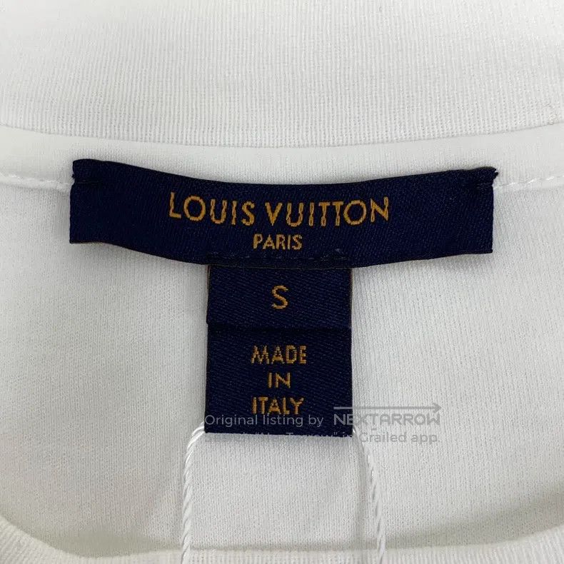 Louis Vuitton Louis Vuitton White striped embroidered cotton crewneck sh Size US S / EU 44-46 / 1 - 6 Thumbnail