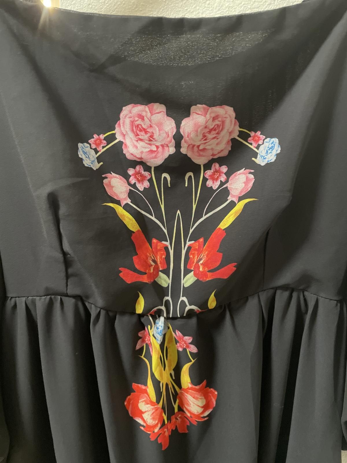 Unknown London Maxi Dress Women's 3XL Black Floral Grunge Fairy Whimsigoth Size 3XL / US 20-22 - 9 Thumbnail