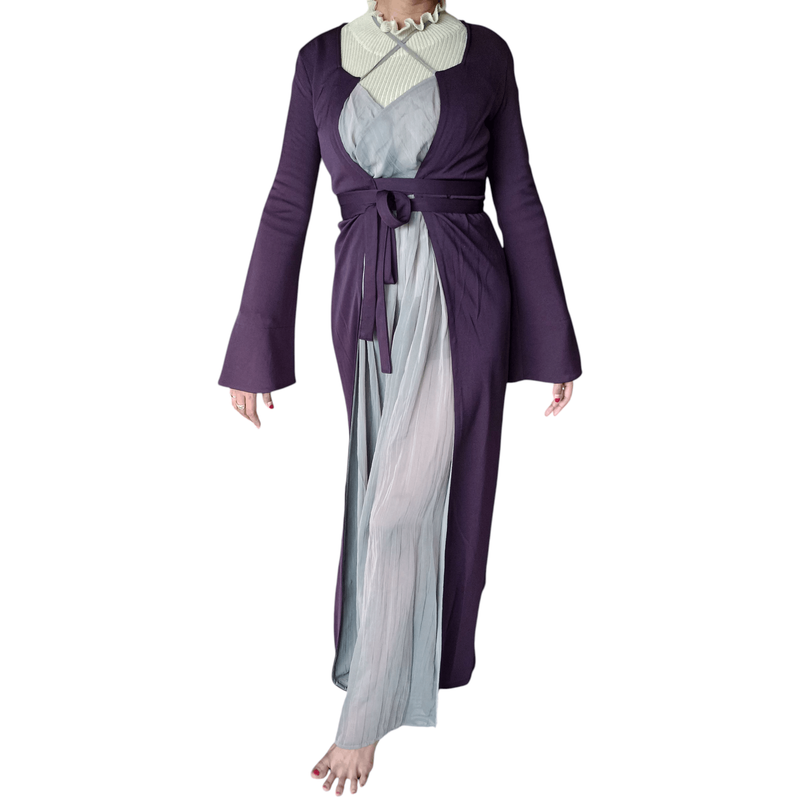 Jean Paul Gaultier 1990s Jean Paul Gaultier Chiffon Wrap Dress Purple Size S / US 4 / IT 40 - 1 Thumbnail