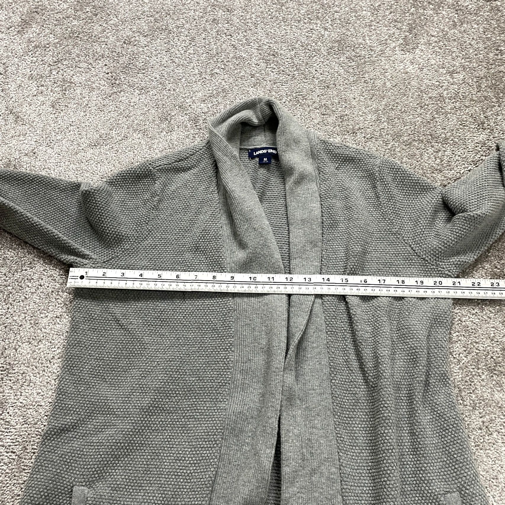 Lands' End Lands' End Cardigan Sweater Womens Medium Black Open Hip Pockets Zipper Knit Cotton, Polyester, Spandex Casual Soft Size M / US 6-8 / IT 42-44 - 6 Thumbnail
