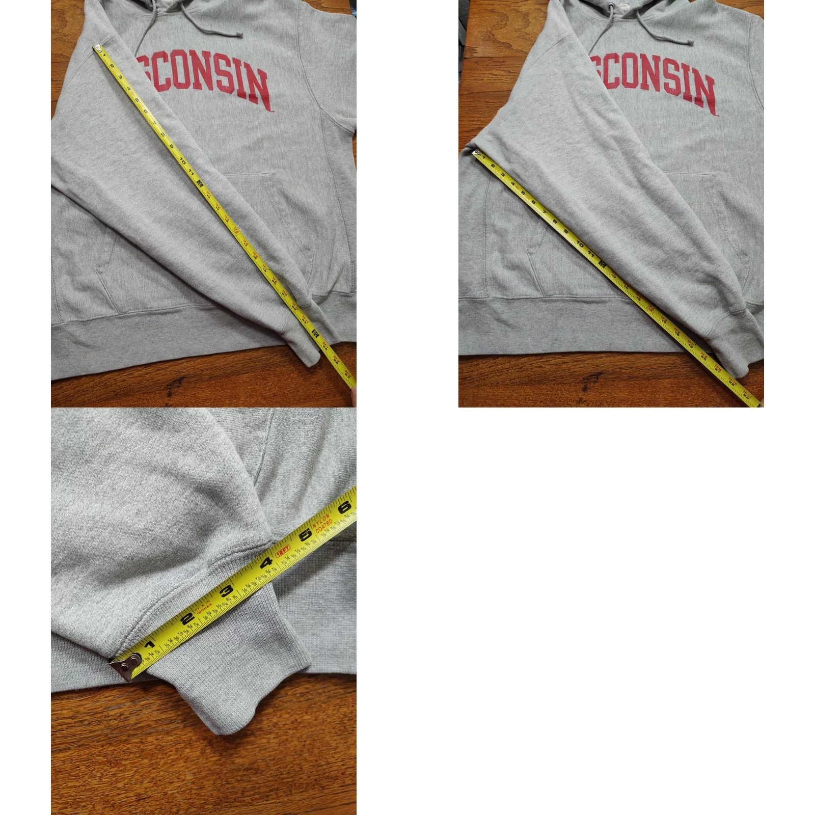 Champion VINTAGE Champion Reverse Weave Wisconsin Badgers Hoodie L Gray Mens 90s Pullover Reversible Size US L / EU 52-54 / 3 - 8 Thumbnail