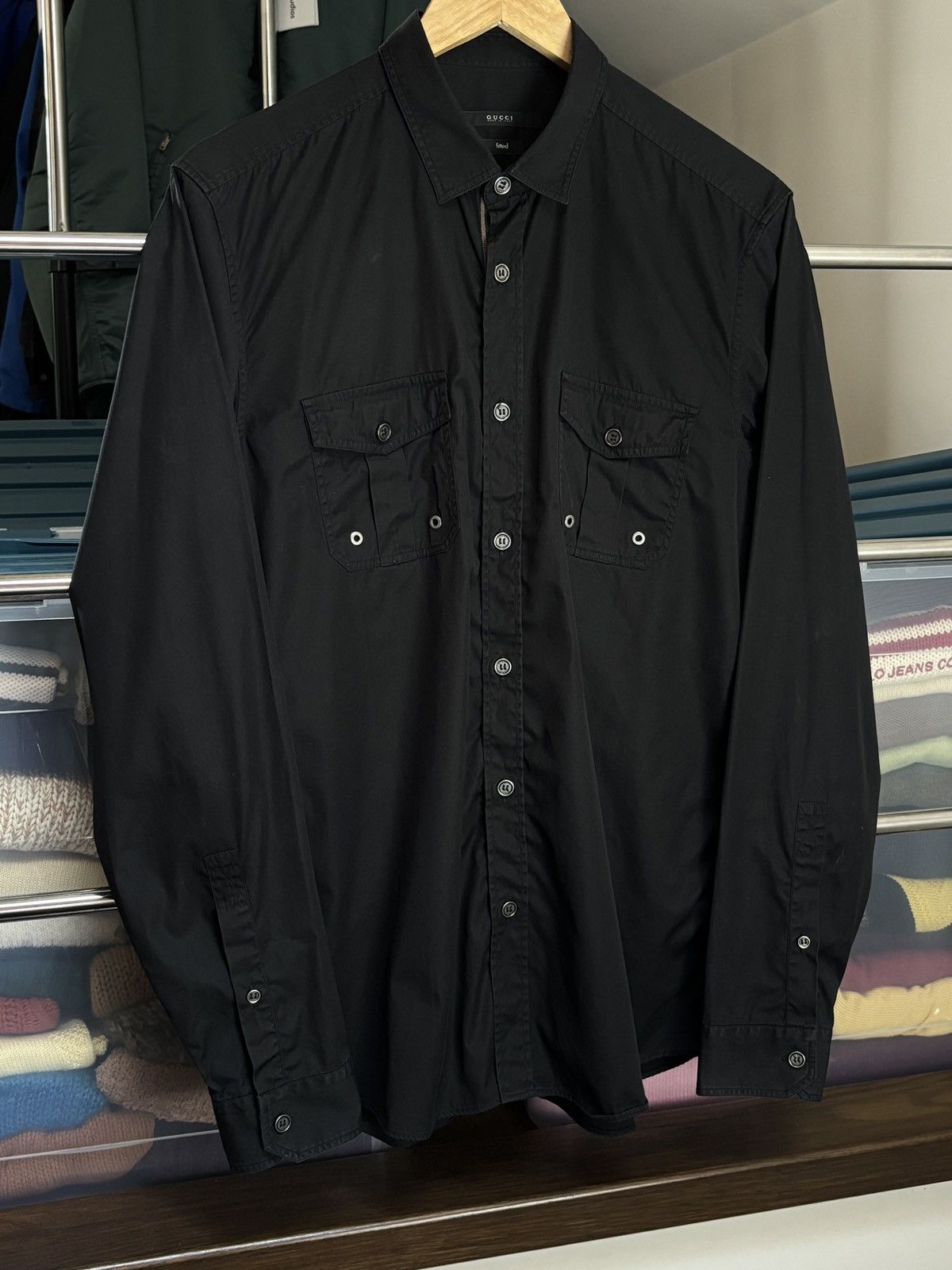 Gucci Gucci Vintage Black Designer Pocket Shirt Tom Ford Era Size US M / EU 48-50 / 2 - 2 Thumbnail