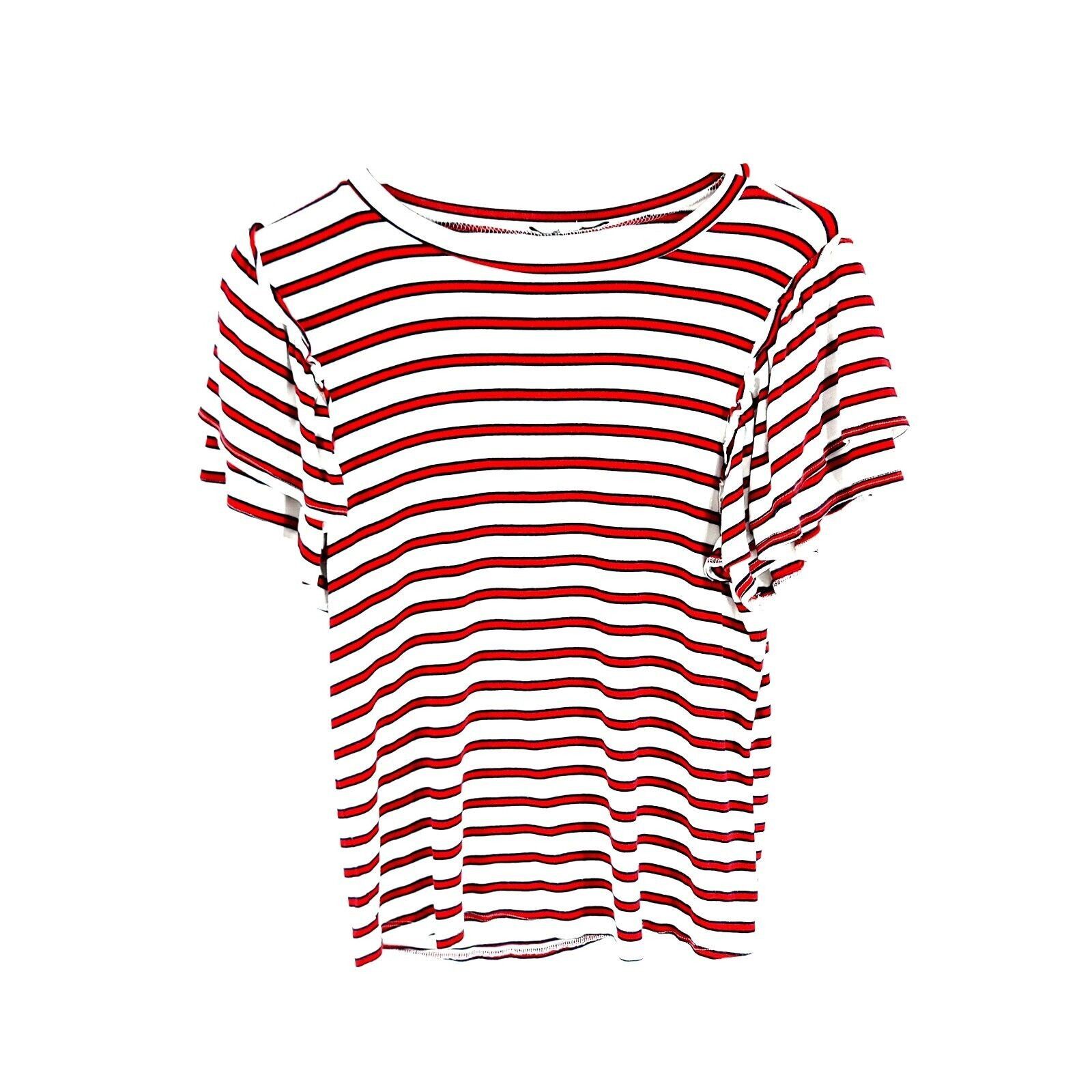 Designer Green Envelope Los Angeles Crew Scoop Neck White Red Striped Size S / US 4 / IT 40 - 1 Thumbnail