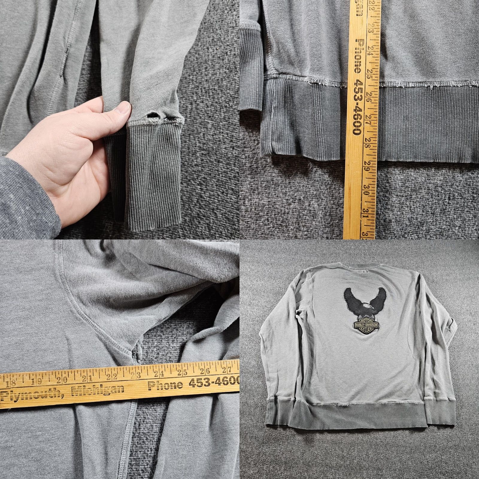 Harley Davidson Harley-Davidson Sweatshirt Mens XL Gray Fleece Crewneck Eagle Motorcycle Biker Graphic Print Embroidered Logo Crew Neck Long Sleeve Pullover Size US XL / EU 56 / 4 - 8 Thumbnail