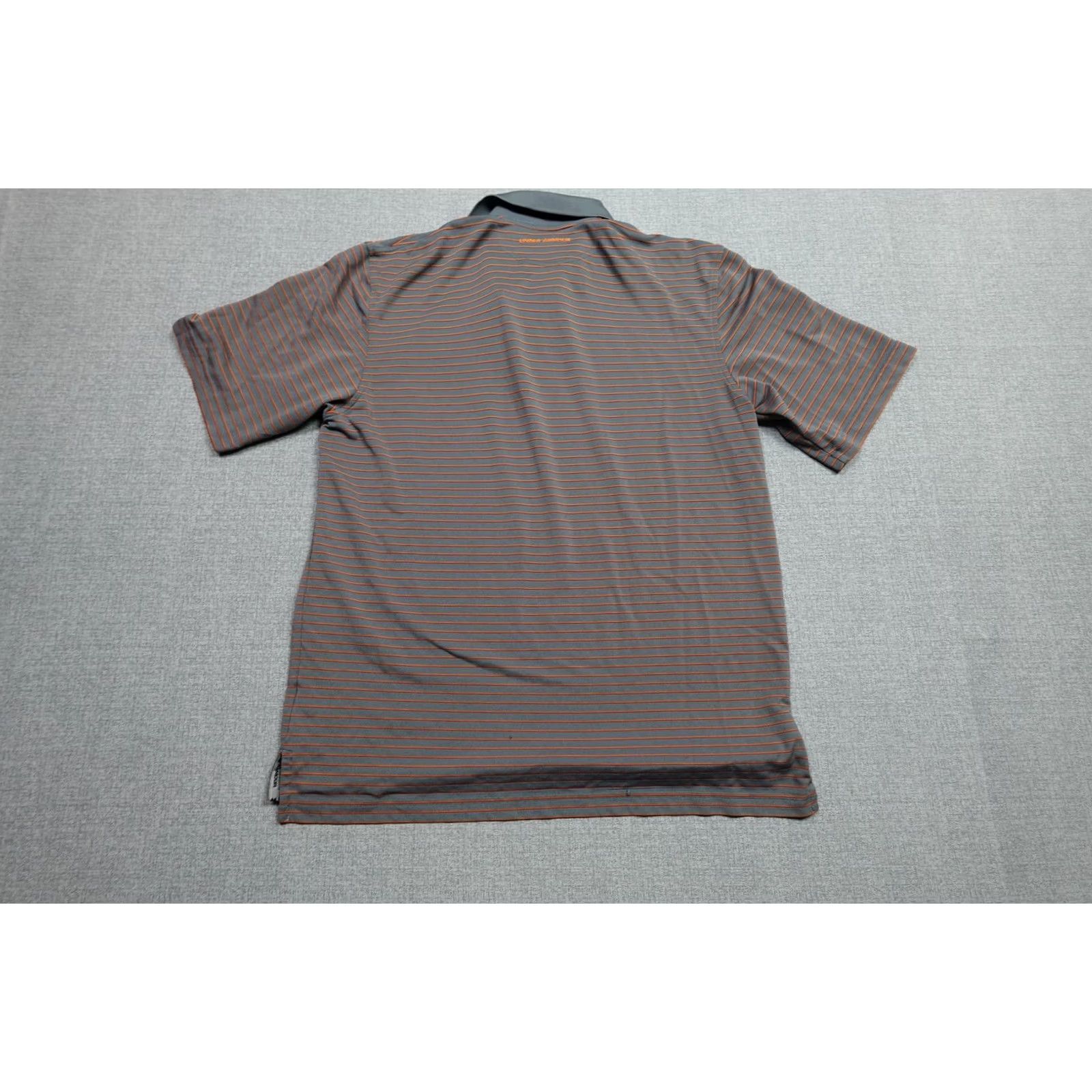 Under Armour Under Armour Polo Mens Large Gray Orange Stripe Golf Performance Lightweight Size US L / EU 52-54 / 3 - 4 Thumbnail