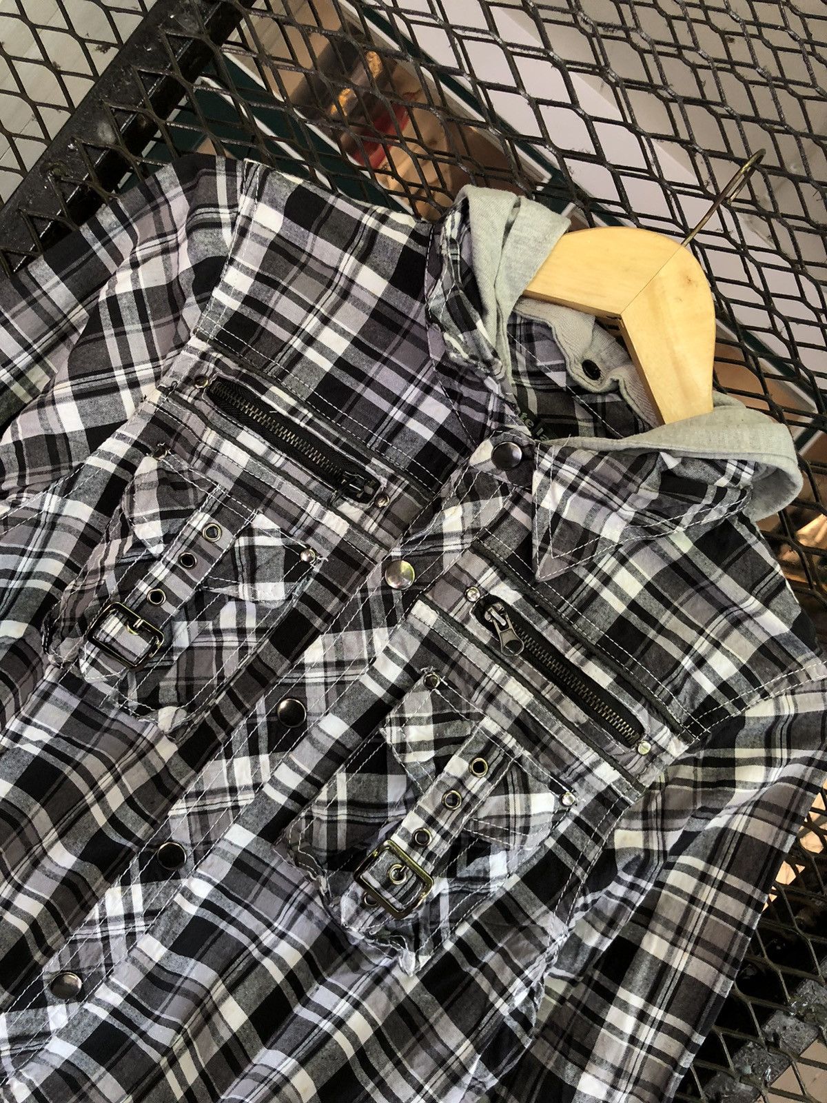 Beauty Beast × If Six Was Nine × Japanese Brand JAPANESE AGATE LABEL PLAID BUTTON SHIRT WITH HOODIE LGBSTYLE Size US L / EU 52-54 / 3 - 5 Thumbnail
