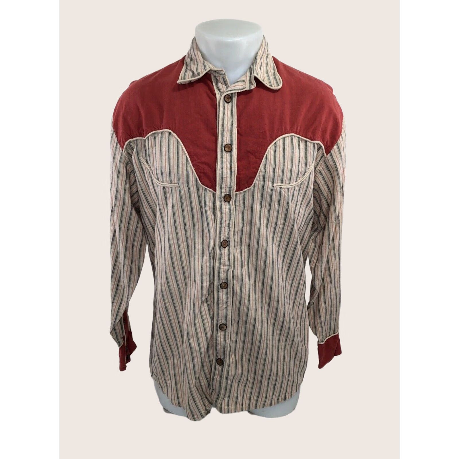 Scully VINTAGE Scully Shirt Mens M Red WESTERNS COLLECTION MACK Yoke Striped Size US M / EU 48-50 / 2 - 1 Thumbnail