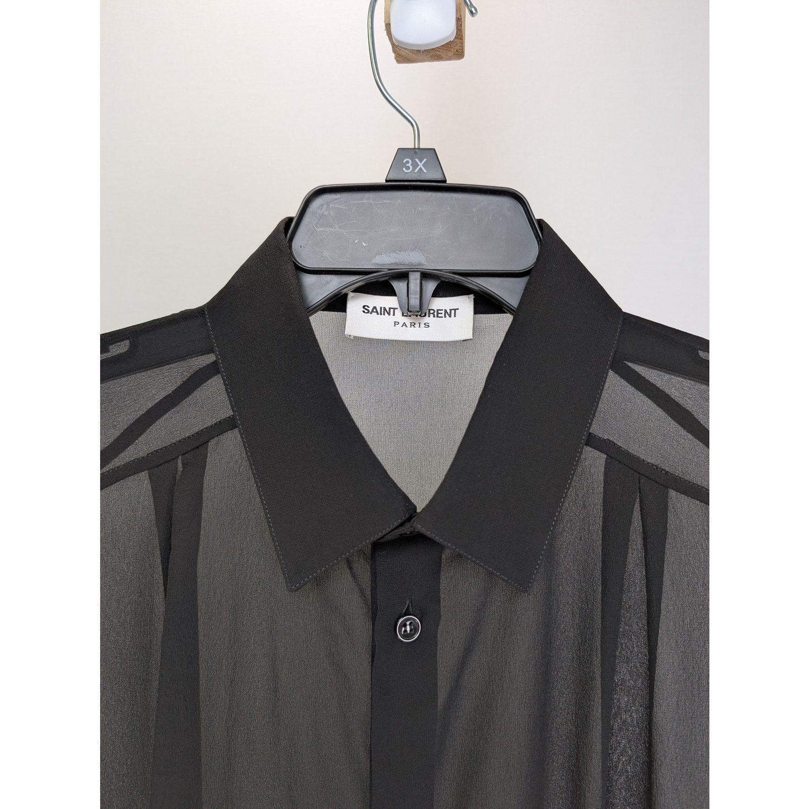 Saint Laurent Paris o1rshd1 Chemise Detail Ragla Georgette De Soie Lavee Shirt Size US M / EU 48-50 / 2 - 6 Thumbnail