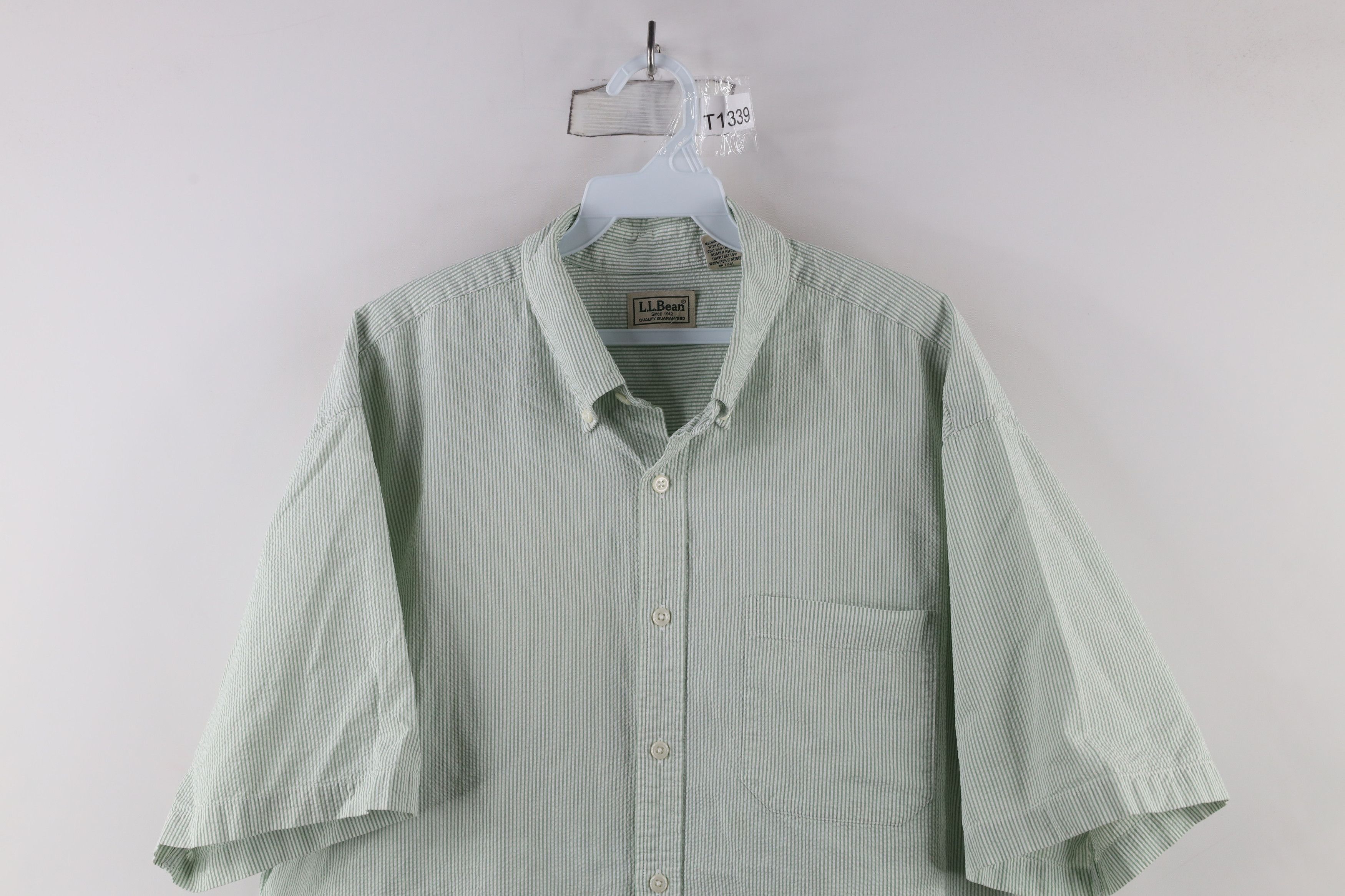 L.L. Bean × Vintage Vintage 90s LL Bean Pinstriped Seersucker Button Shirt Size US L / EU 52-54 / 3 - 2 Thumbnail