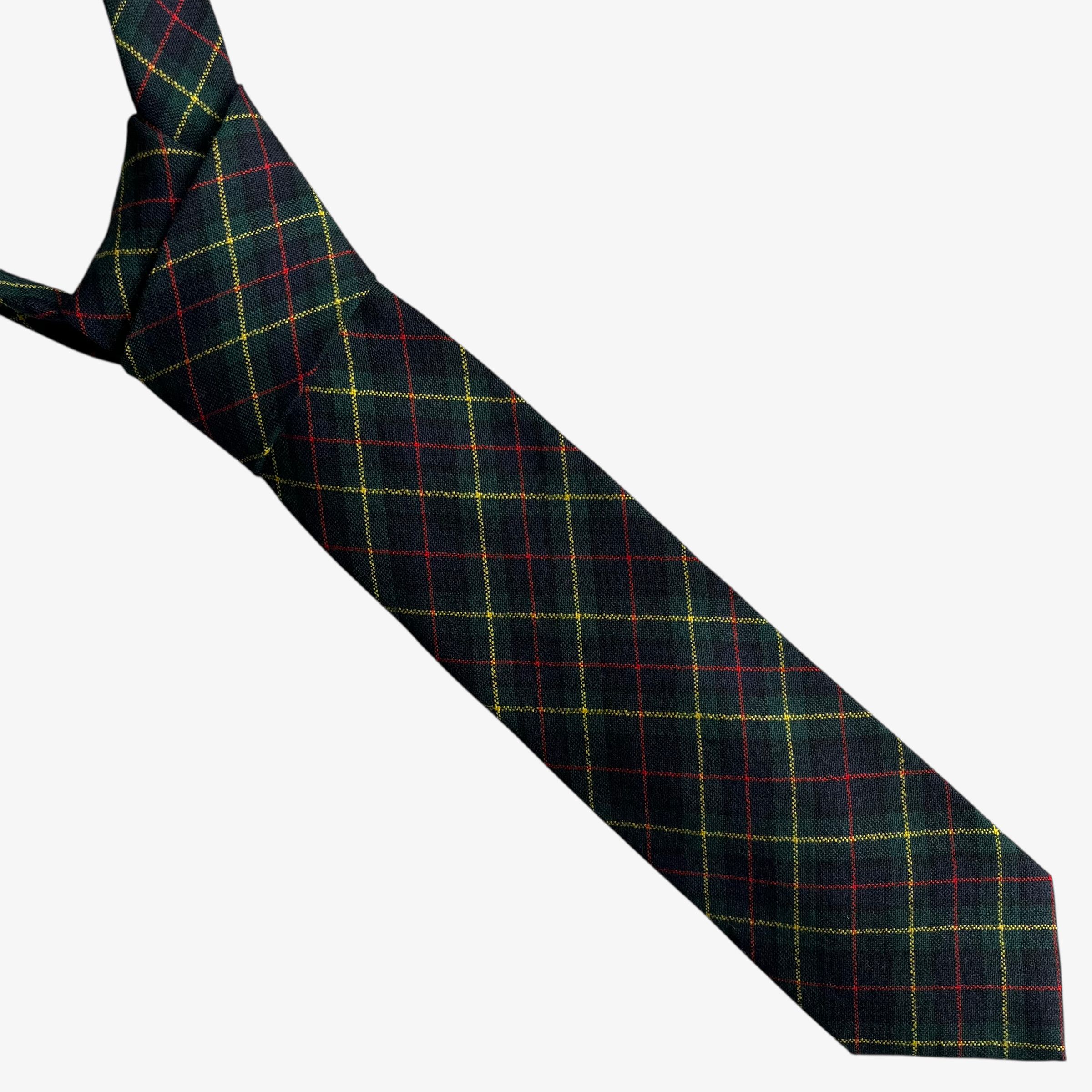 Vintage 90s Brooks Brothers Green Tartan Print Wool Tie