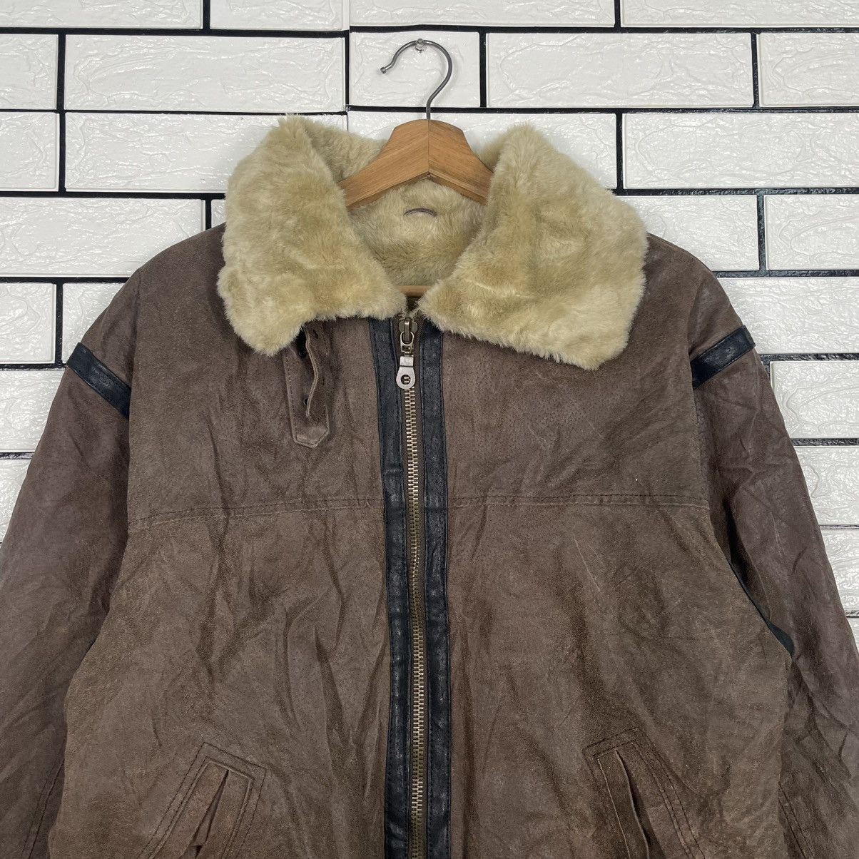 Japanese Brand Stocker Point B3 Shearling Sheepskin Bomber Jacket Size US M / EU 48-50 / 2 - 2 Thumbnail