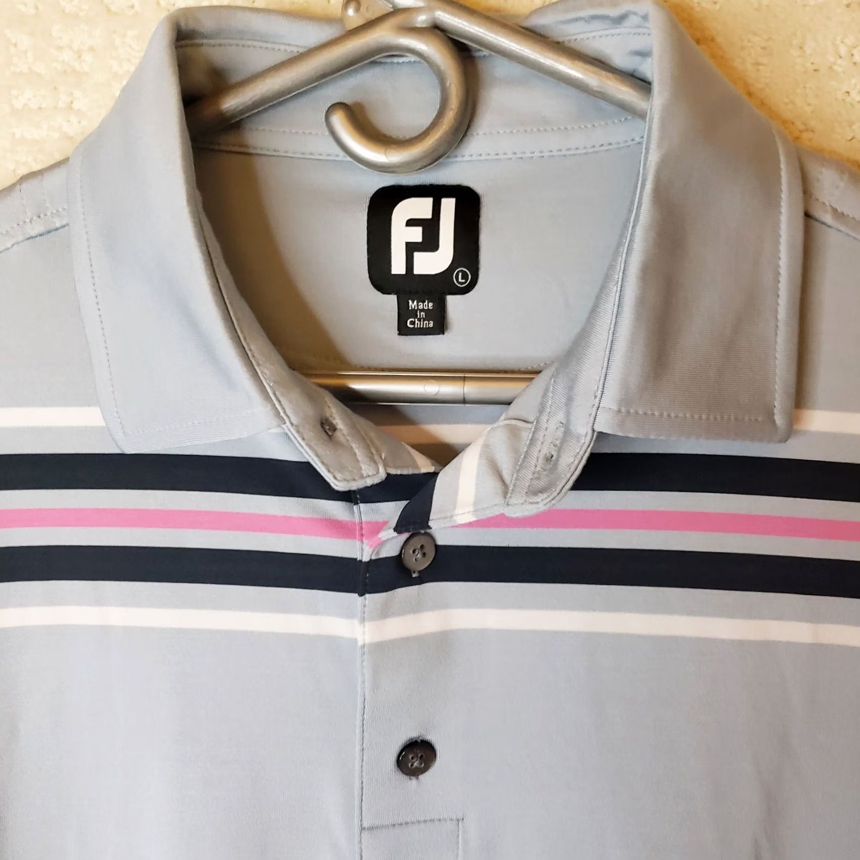 Footjoy FootJoy Polo Shirt Mens L Blue Short Sleeve Golf Stretch Regular Size Polyester Spandex Blended Fabric Chest Stripe Size US L / EU 52-54 / 3 - 4 Thumbnail