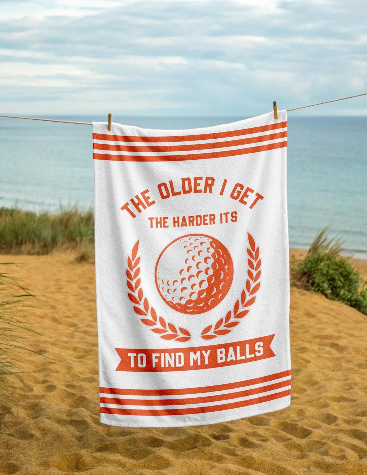 Designer Funny Golf Towel 'The Older I Get' Funny Dad Joke Accessory Size ONE SIZE - 2 Thumbnail