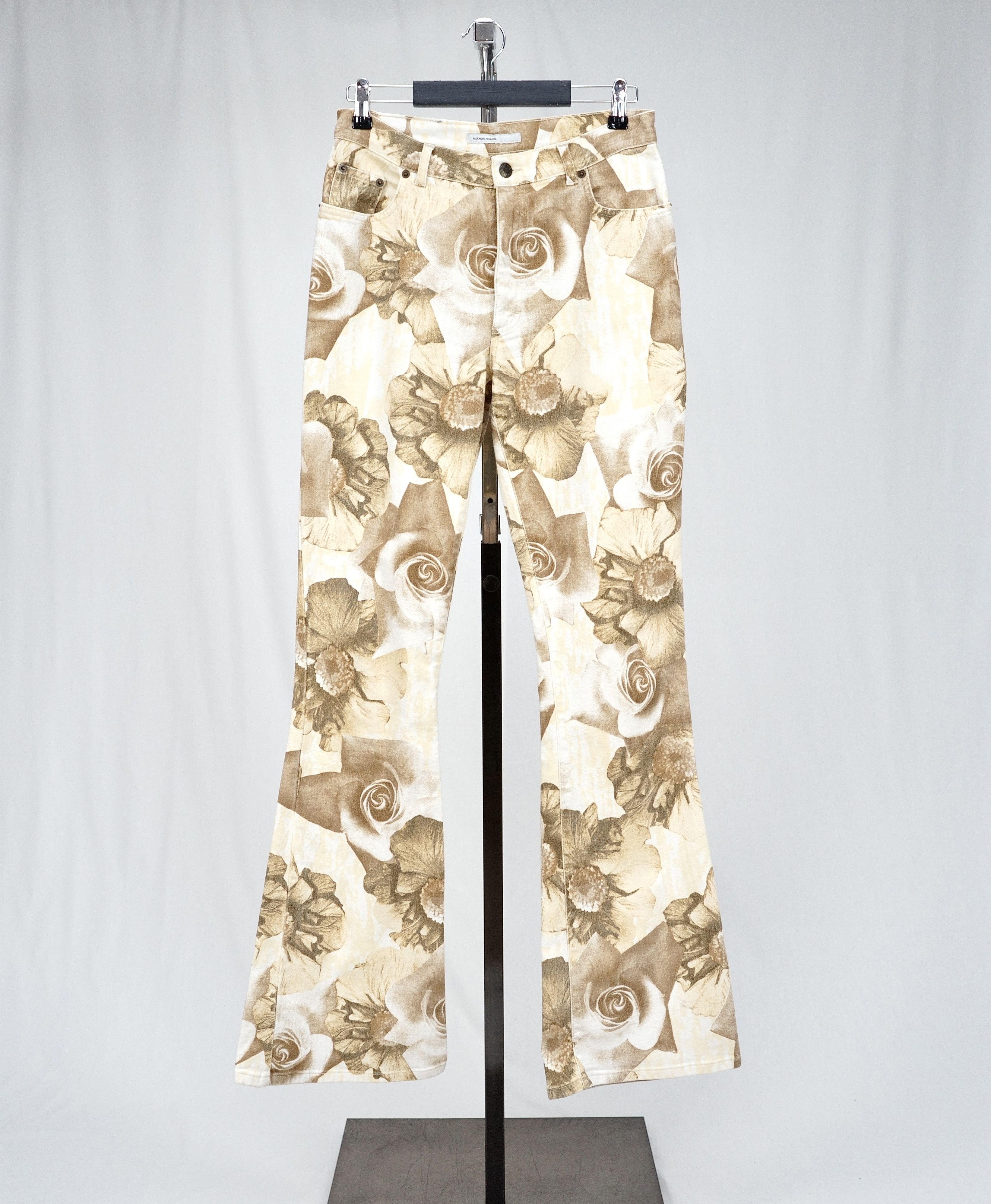 Image of Alexander Mcqueen 1990S Floral Print Flare Denim in Brown, Men's (Size 30)