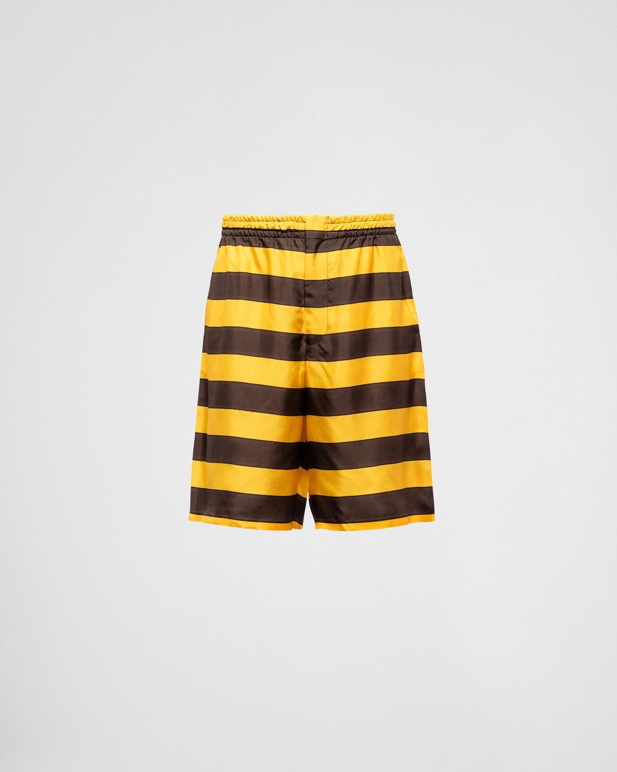 Prada oc11z0625 Printed Silk Bermuda Shorts in Yellow/Brown Size US 36 / EU 52 - 1 Thumbnail