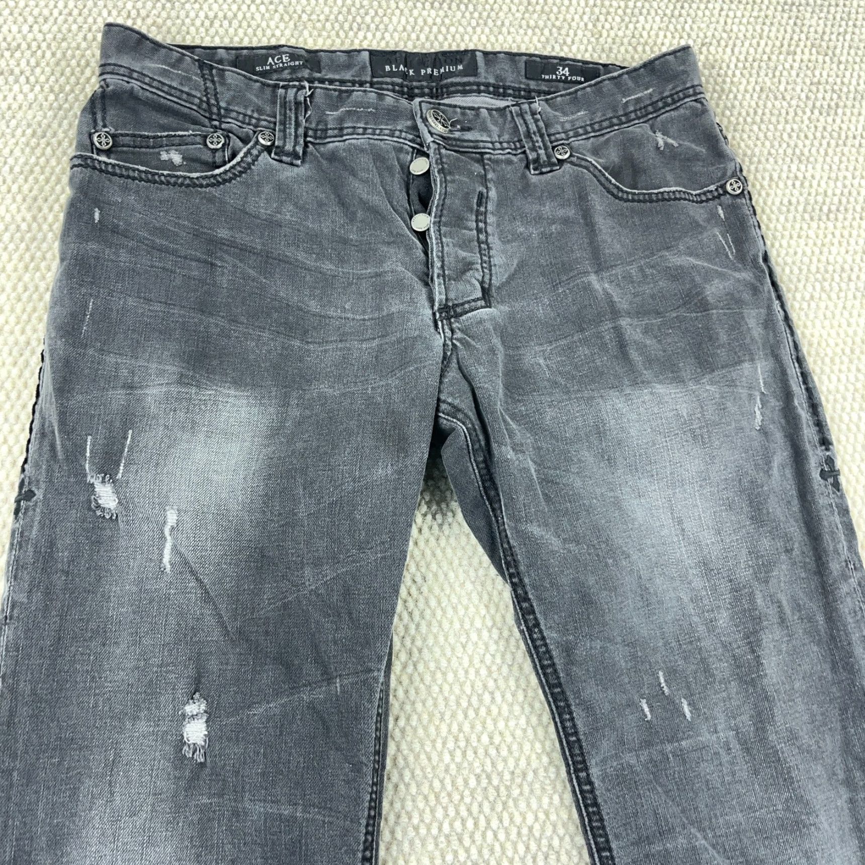 Affliction VINTAGE Affliction Men Jeans 34x31 Slim Straight Leg Black Cotton Streetwear Punk Grunge Retro Classic Male Size US 34 / EU 50 - 4 Thumbnail