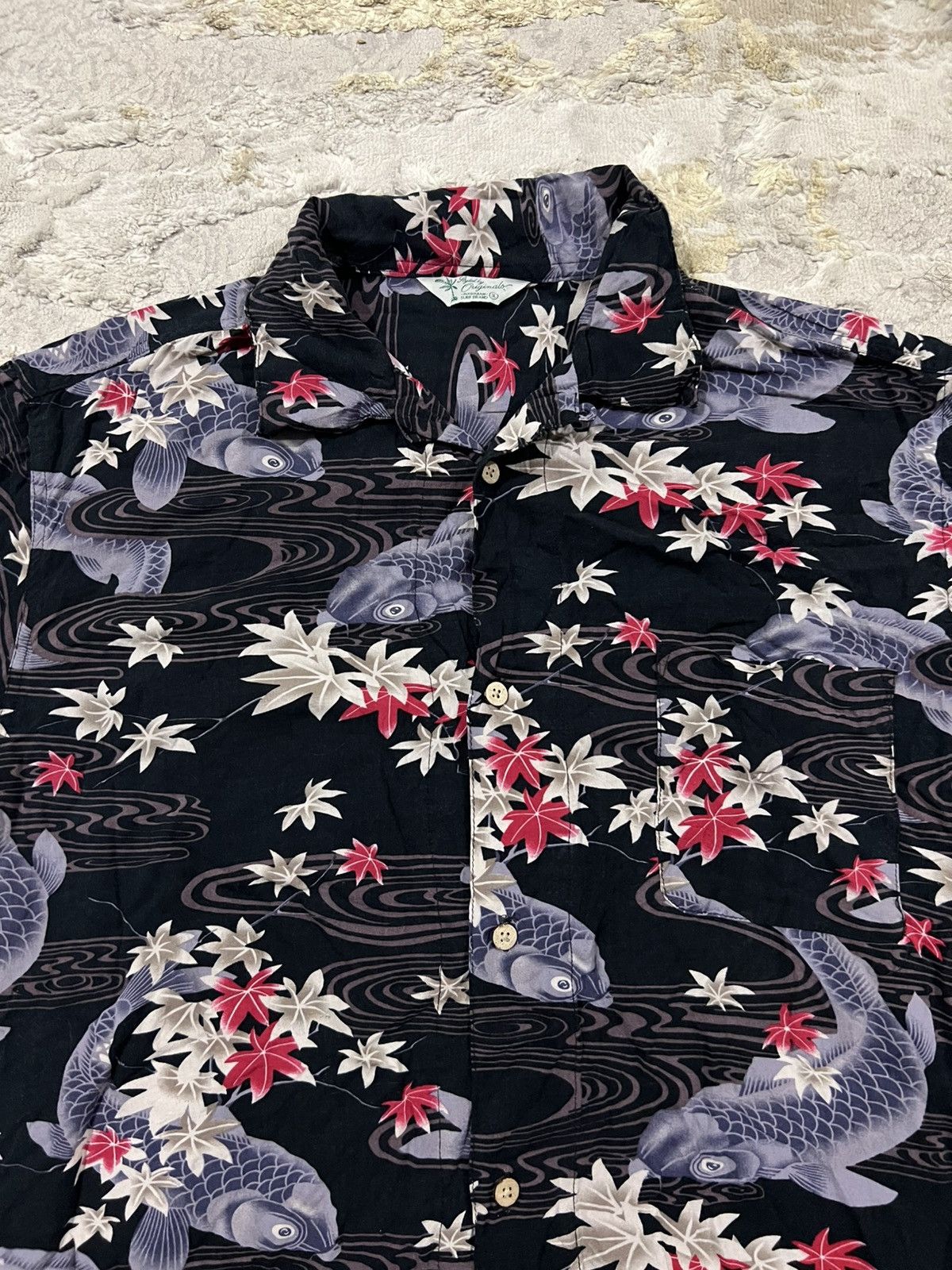 Sun Surf Vintage Japanese Koi Fish & Maple Leaf Rayon Hawaiian Shirt Size US XL / EU 56 / 4 - 3 Thumbnail