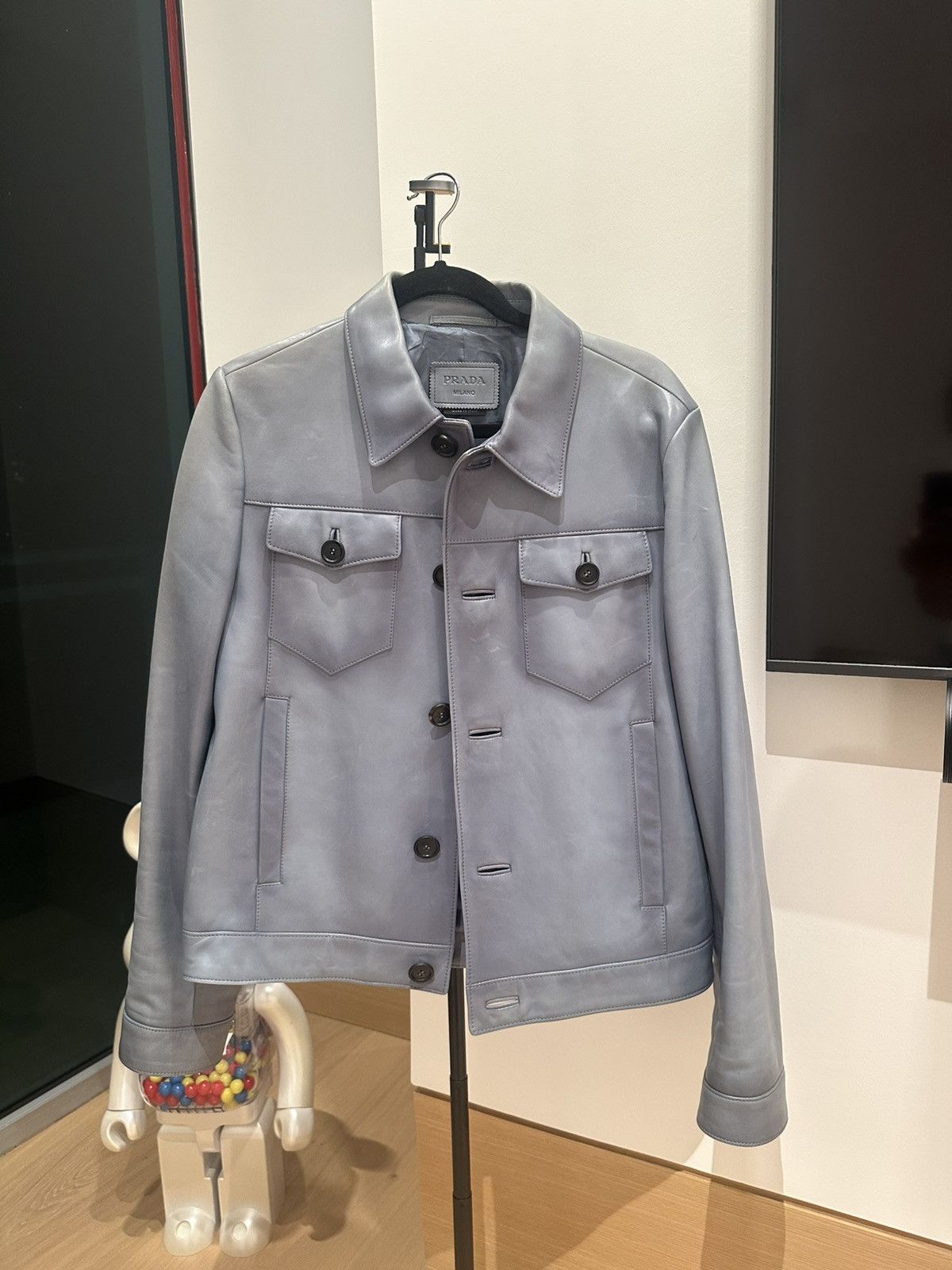 Prada Lambskin 2019 Leather Denim Jacket Size US M / EU 48-50 / 2 - 1 Thumbnail