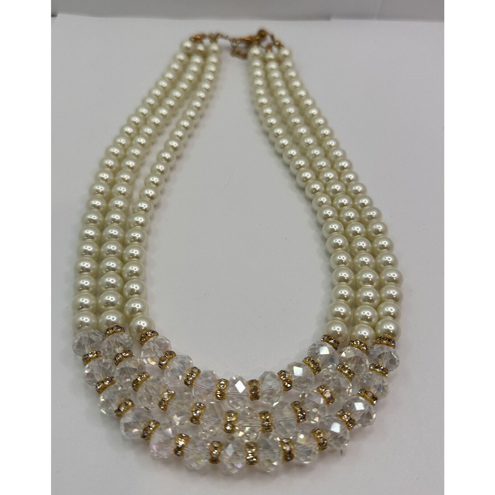 Other Faux Pearl and AB Crystal Hydro Facet Beads 3 Strands 18' Size ONE SIZE - 5 Thumbnail