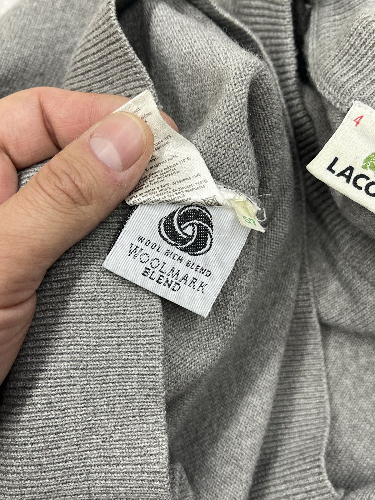 Lacoste Mens Lacoste Wool Sweater Grey Y2K France Designer Vintage Size US M / EU 48-50 / 2 - 7 Thumbnail