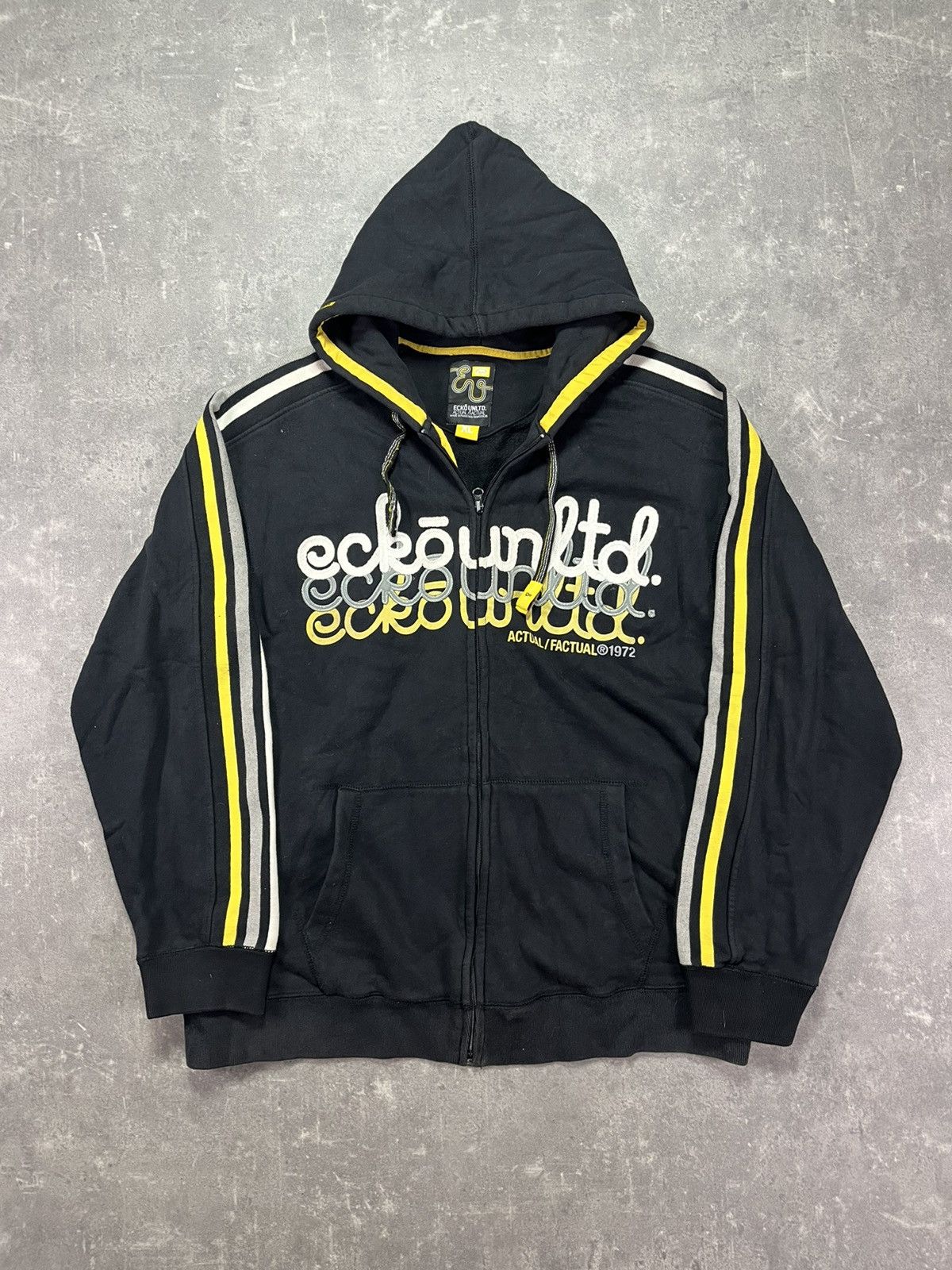 Ecko Unltd. Ecko Unltd. Triple Big Logo Spellout Baggy Zip Hoodie XL Size US XL / EU 56 / 4 - 1 Thumbnail