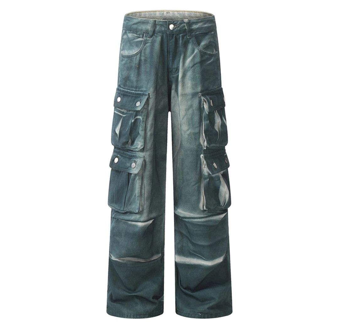 Japanese Brand Retro Tie Dye Gradual Change Structure Pocket Jeans Size US 29 - 5 Thumbnail