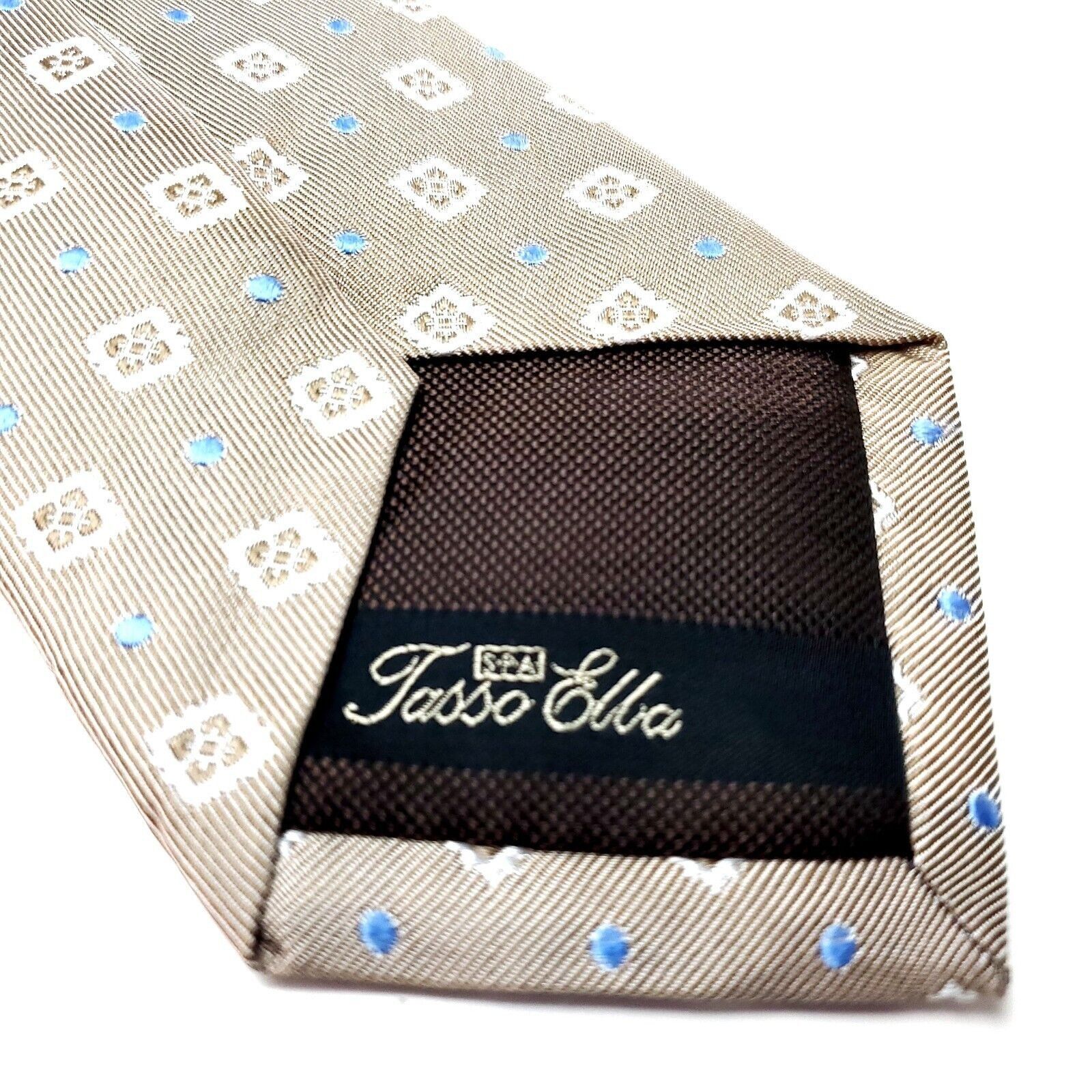 Tasso Elba Tasso Elba Beige Silk Tie Woven Geometric Size ONE SIZE - 4 Thumbnail
