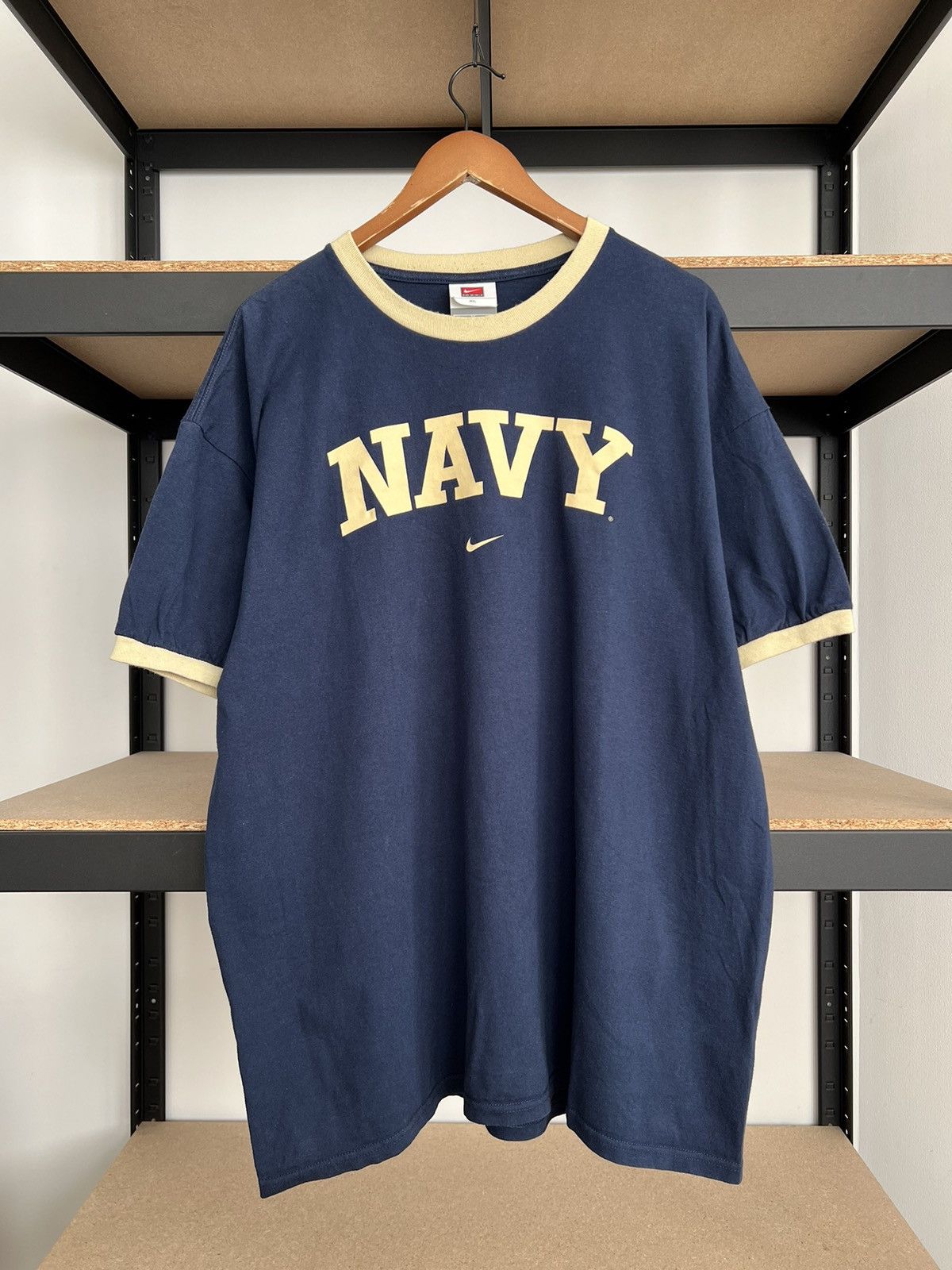 Nike Vintage 90s Nike Navy Ringer T-shirt Size US XL / EU 56 / 4 - 1 Thumbnail
