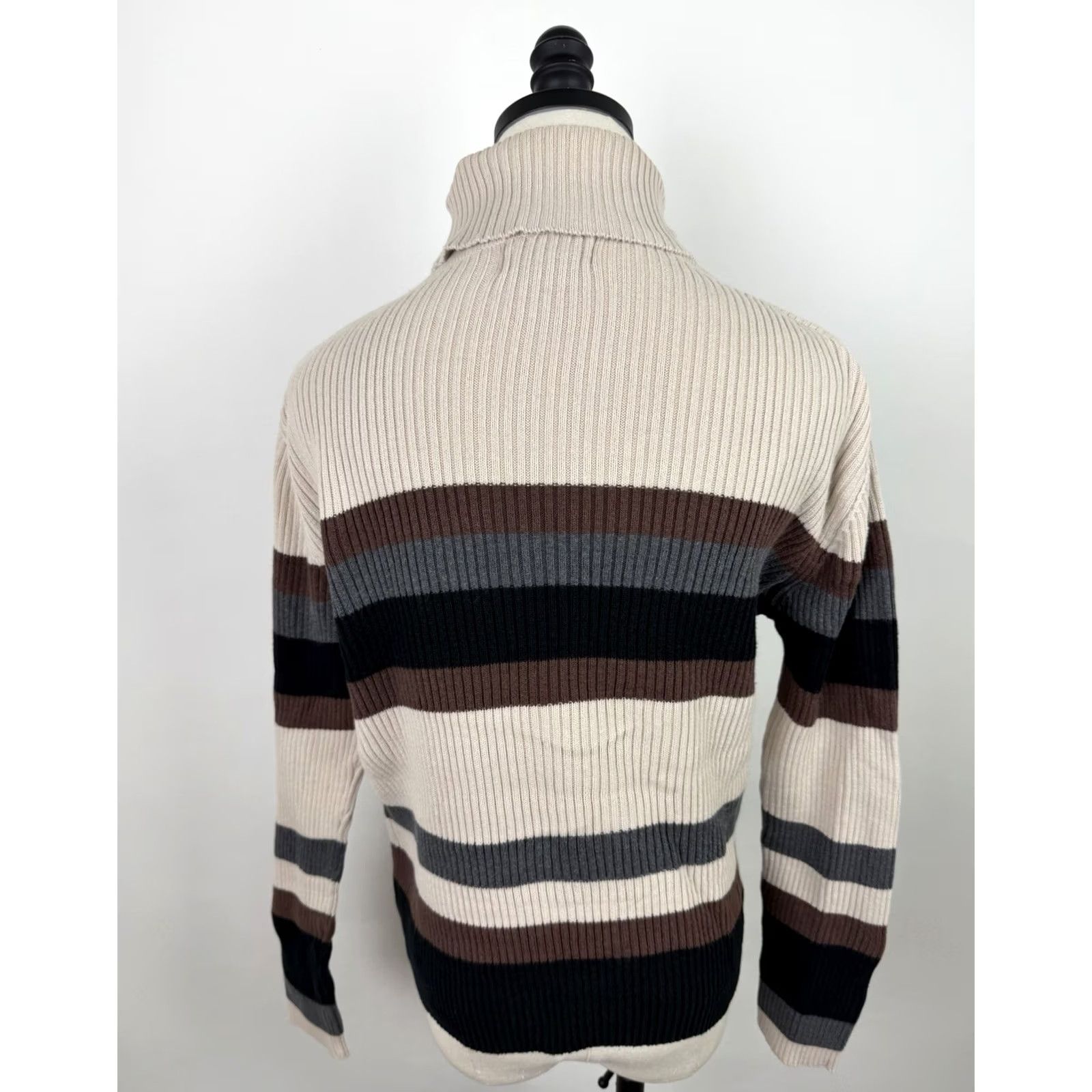 Vintage VINTAGE Sonoma Sweater Womens Large Ribbed Cotton Knit Turtleneck Striped Pullover Casual Size L / US 10 / IT 46 - 7 Thumbnail
