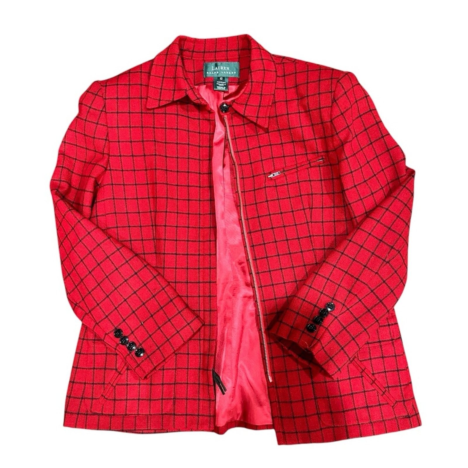 Ralph Lauren Ralph Lauren Wool Coat - Size 12 - Black & Red - Classic Size XL / US 12-14 / IT 48-50 - 1 Thumbnail